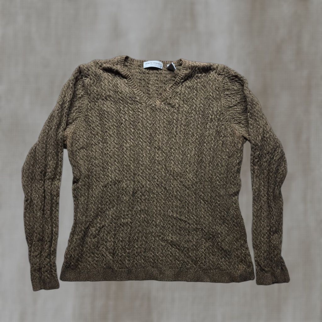 Vintage VINTAGE Valerie Stevens Cable Knit Sweater Pullover Long Sleeve Womens Large Brown Classic Size L / US 10 / IT 46 - 1 Thumbnail