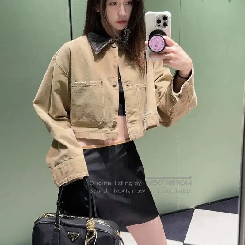 Other Prada Women's Khaki Denim Jacket. Size L / US 10 / IT 46 - 1 Thumbnail
