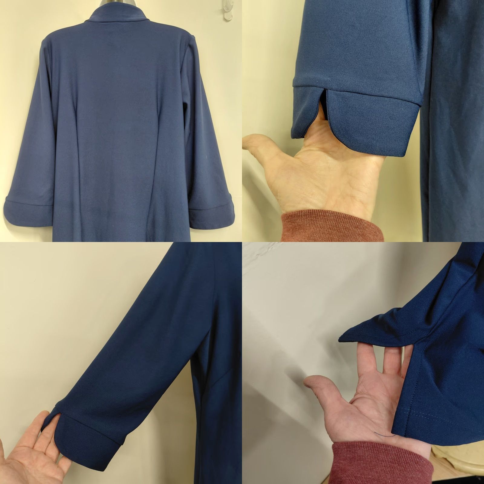 Vintage Katherine Way Shift Dress Womens XL Blue 3/4 Sleeve UPF 50+ Knit Nylon Spandex Dress Knee Length Casual Travel Size XL / US 12-14 / IT 48-50 - 8 Thumbnail