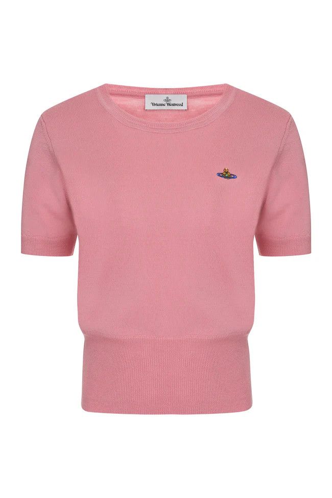 Vivienne Westwood o1f1d3z0226 Bea Logo Knitted T-Shirt in Bubblegum Size XS / US 0-2 / IT 36-38 - 1 Thumbnail