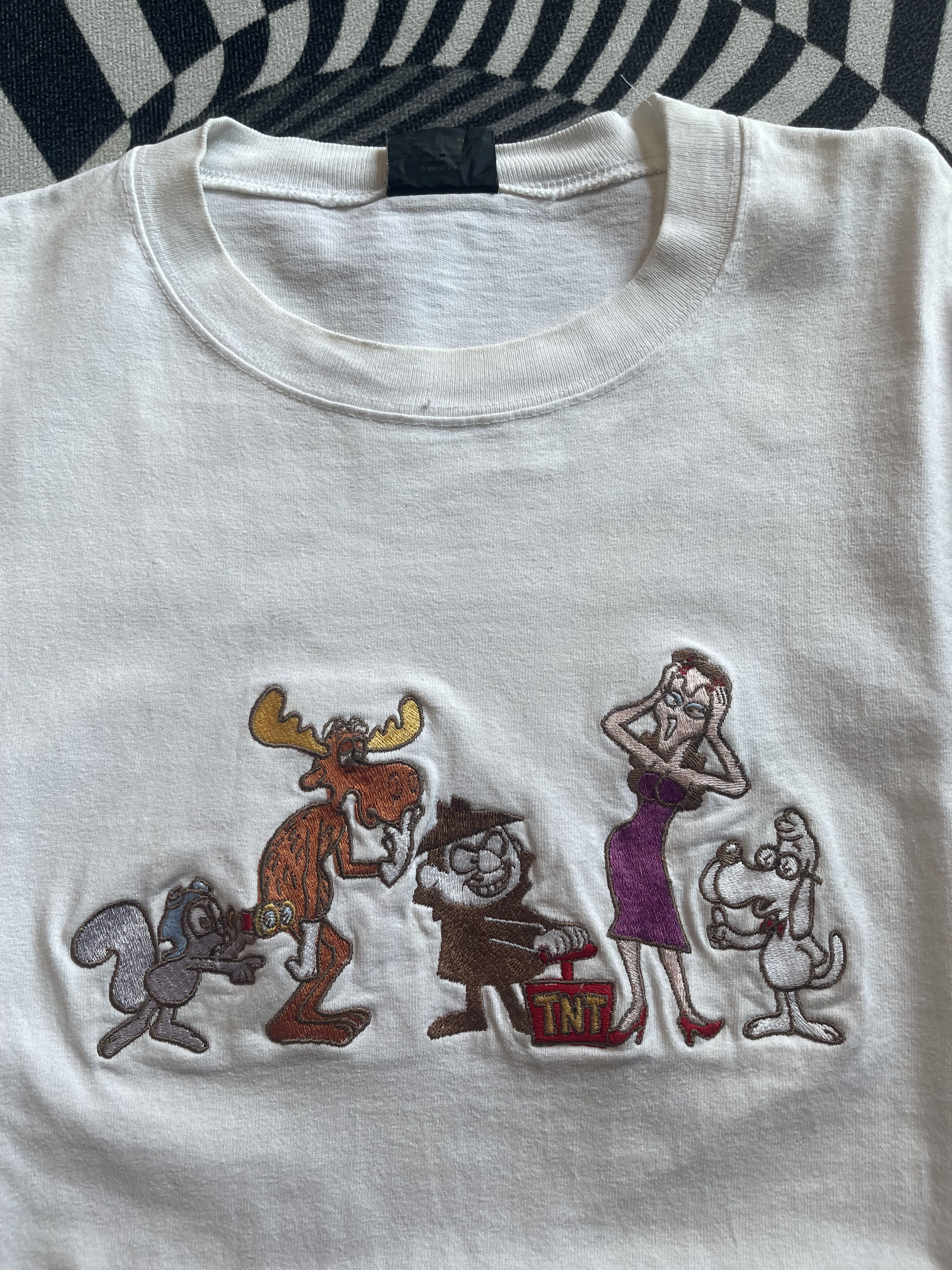 Vintage Vintage 90s Rocky and Bullwinkle Embroidered Changes T-Shirt Size US XL / EU 56 / 4 - 3 Thumbnail