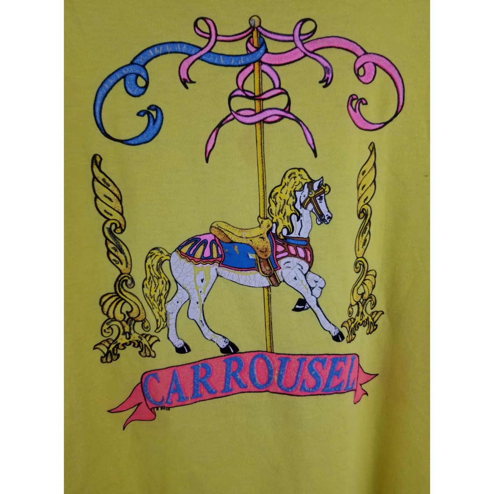 Vintage VINTAGE 90' CARROUSEL YELLOW SINGLE STITCH THIN T-SHIRT SZ LARGE Size US L / EU 52-54 / 3 - 2 Thumbnail