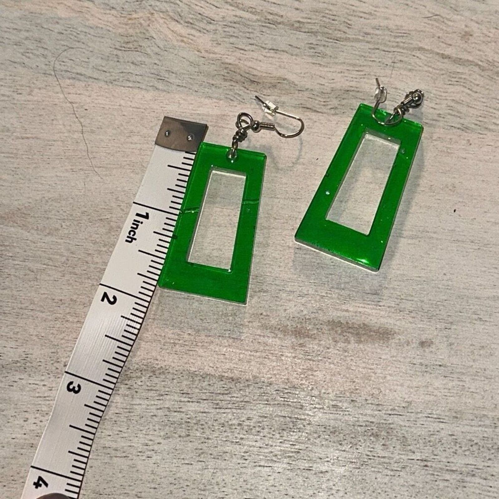 Other Green Acrylic Modern Geometric Drop Earrings | Sz OS Size ONE SIZE - 4 Thumbnail