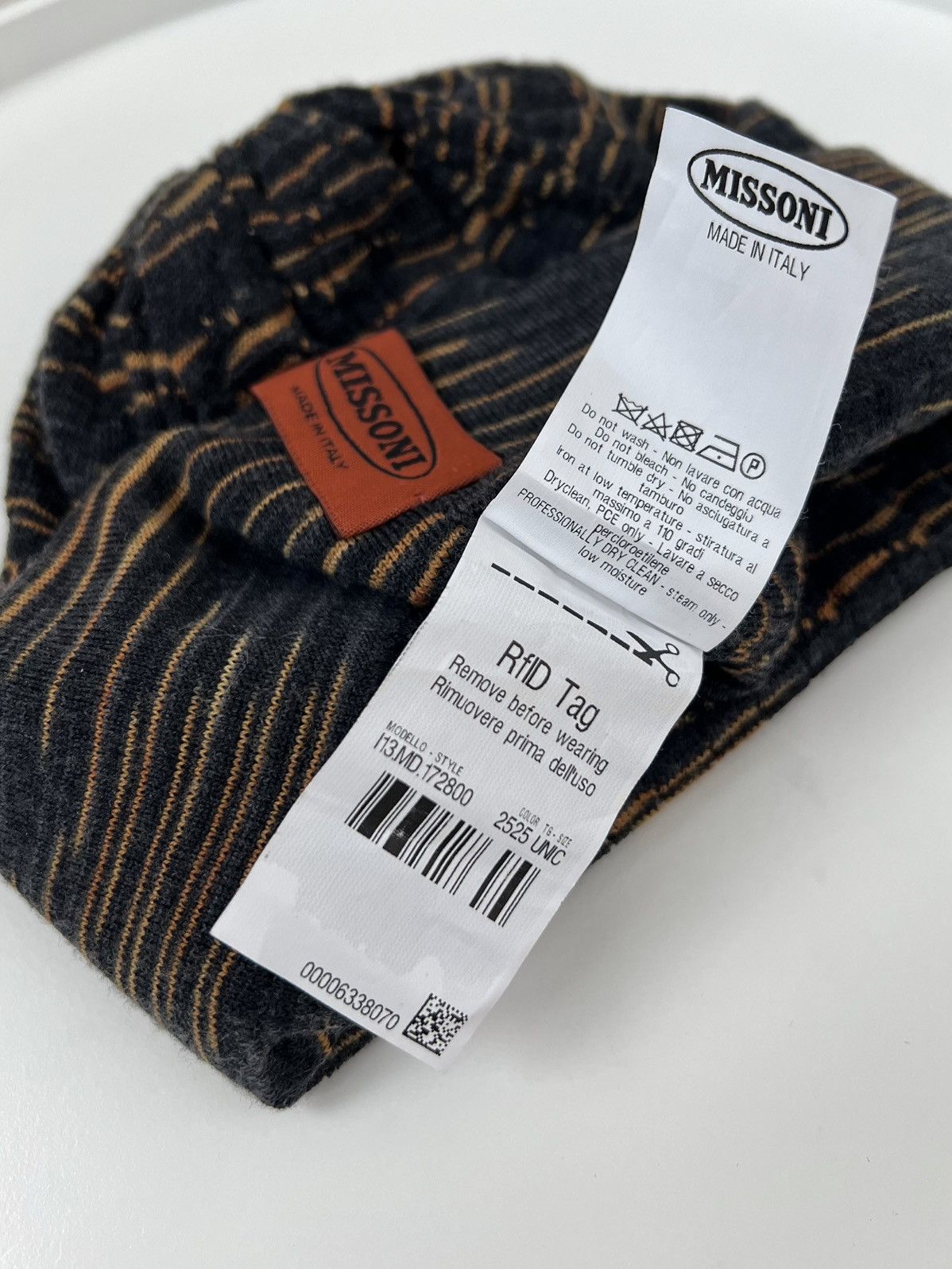 Missoni Missoni Italy Multicolor Striped Wool Logo Beanie Hat Size ONE SIZE - 6 Thumbnail