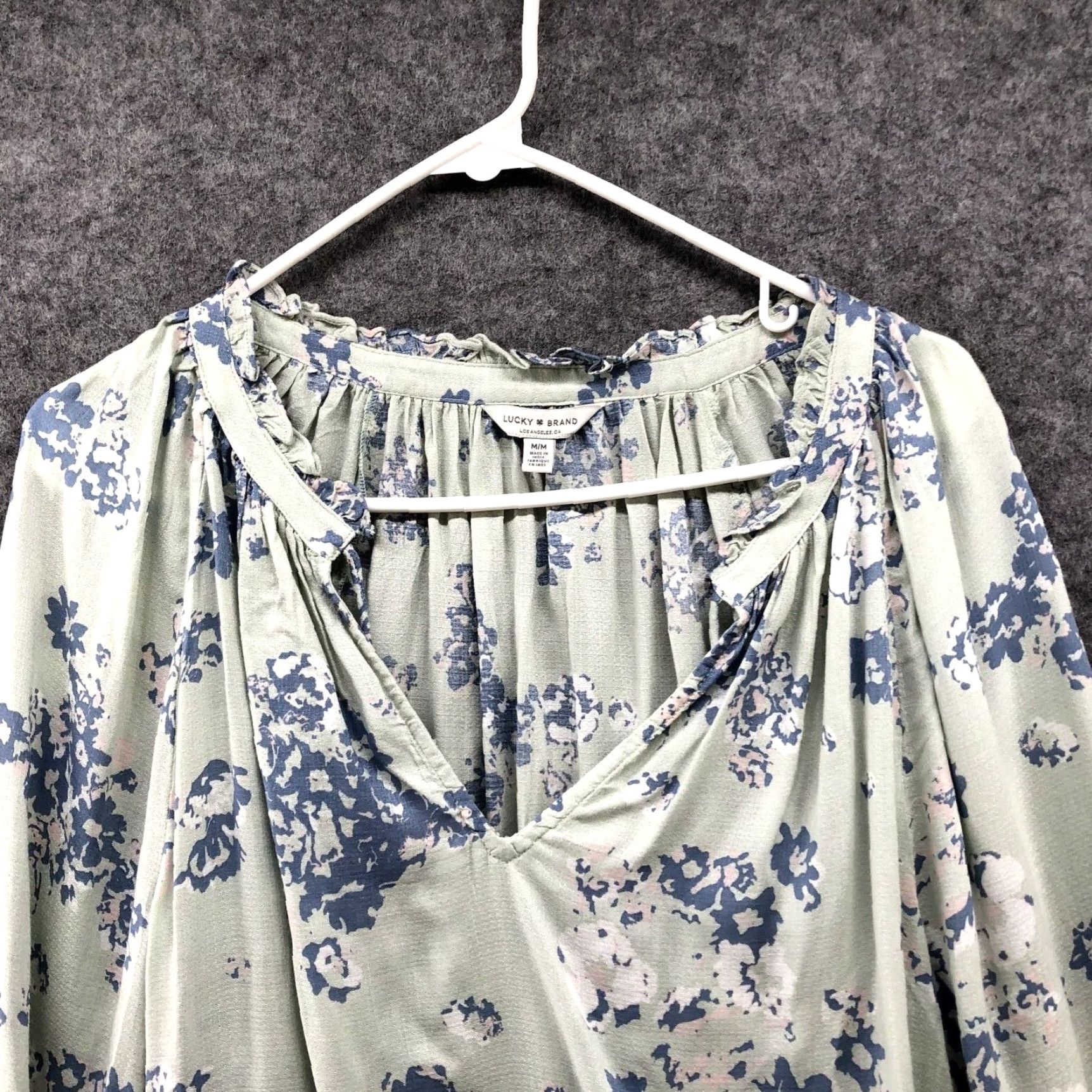 Lucky Brand VINTAGE Lucky Brand Floral Long Sleeve Blouse Womens Medium Mint Green Size M / US 6-8 / IT 42-44 - 3 Thumbnail