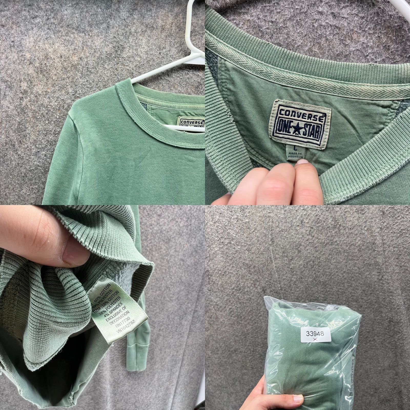 Converse VINTAGE Converse One Star Sweatshirt Womens Large Green Pullover Crewneck Y2K Vintage Size L / US 10 / IT 46 - 8 Thumbnail