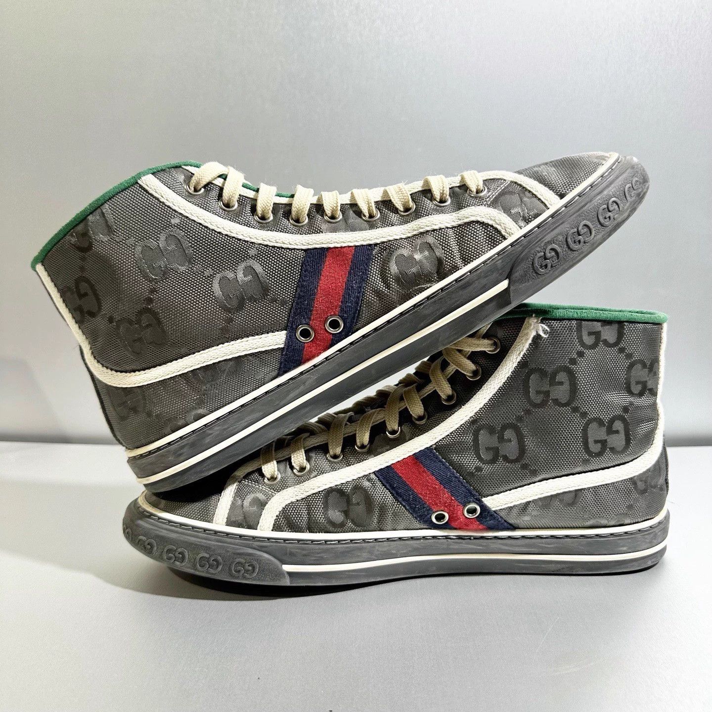 Gucci Gucci 1977 High Top Color Stripe Allover Sneaker 10/44 Size US 11 / EU 44 - 4 Thumbnail