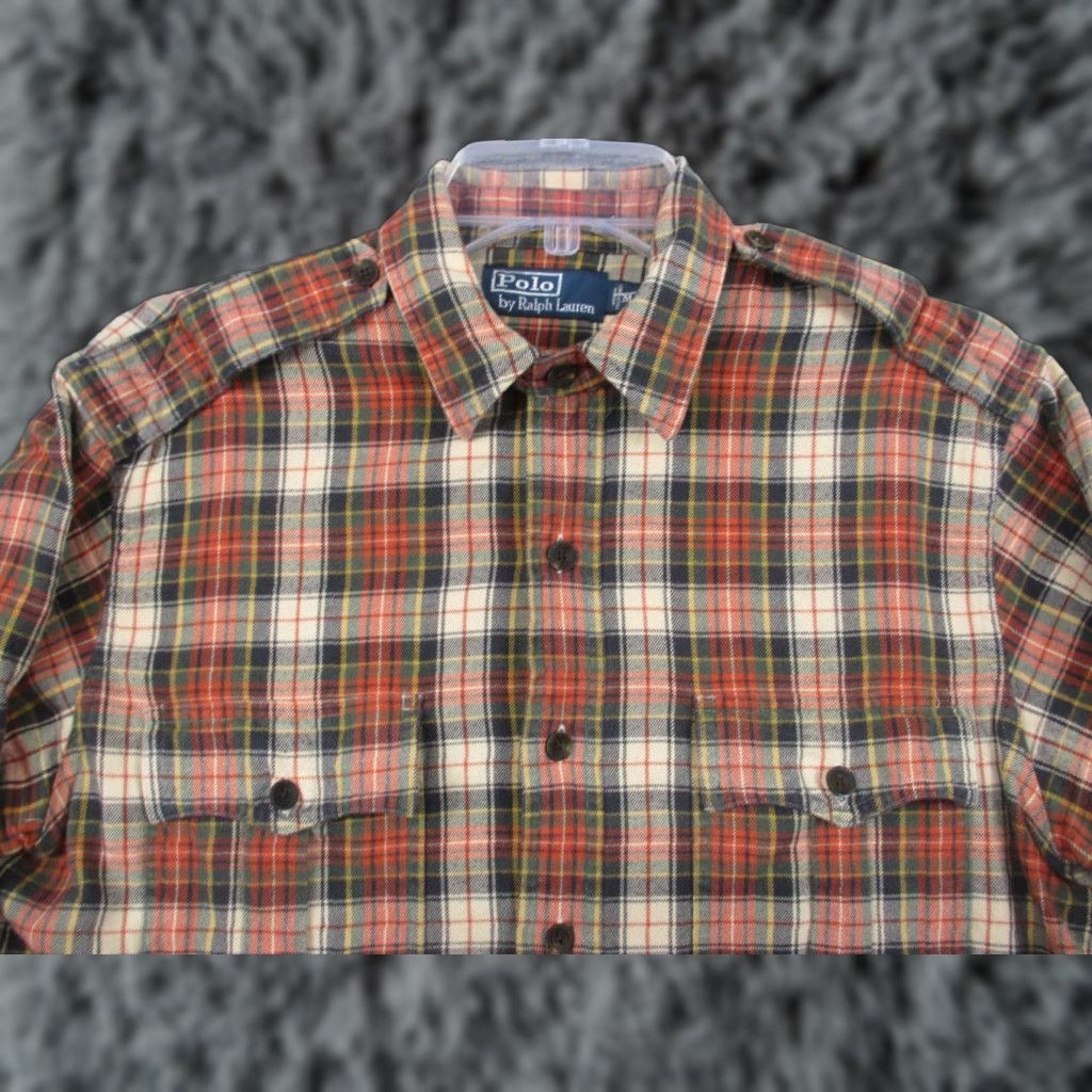 Polo Ralph Lauren Polo Ralph Lauren Shirt Mens Medium Brown Plaid Western Military Straps Pony Logo Button-Up Casual All Seasons Fall Winter Vintage Size US M / EU 48-50 / 2 - 1 Thumbnail
