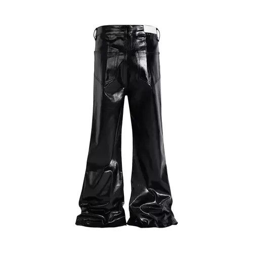 Japanese Brand Glossy Pu Leather Oversized Flared Jeans Size US 32 / EU 48 - 2 Thumbnail