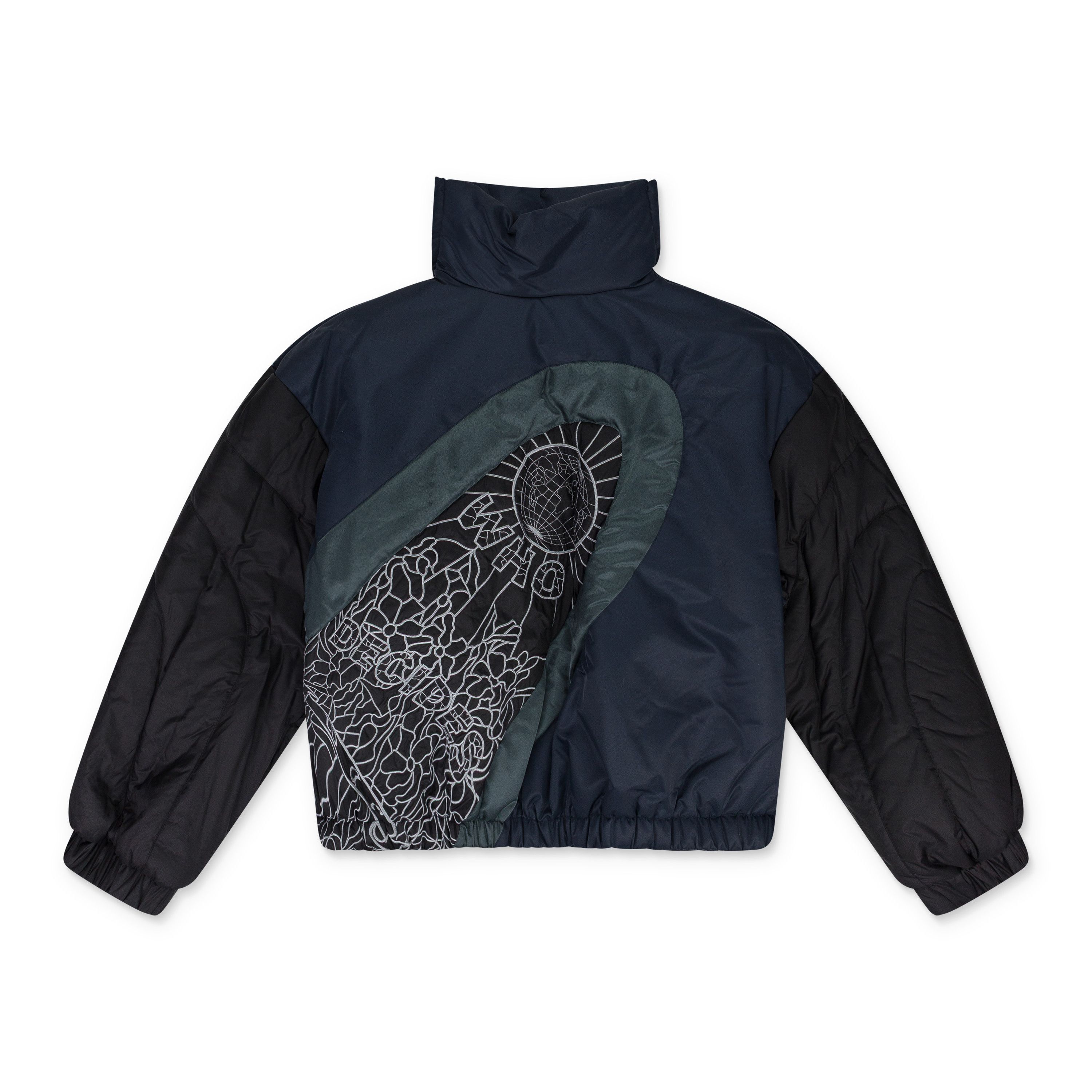 Who Decides War Indigo Diagonal Glass Puffer Jacket SIZE XXL