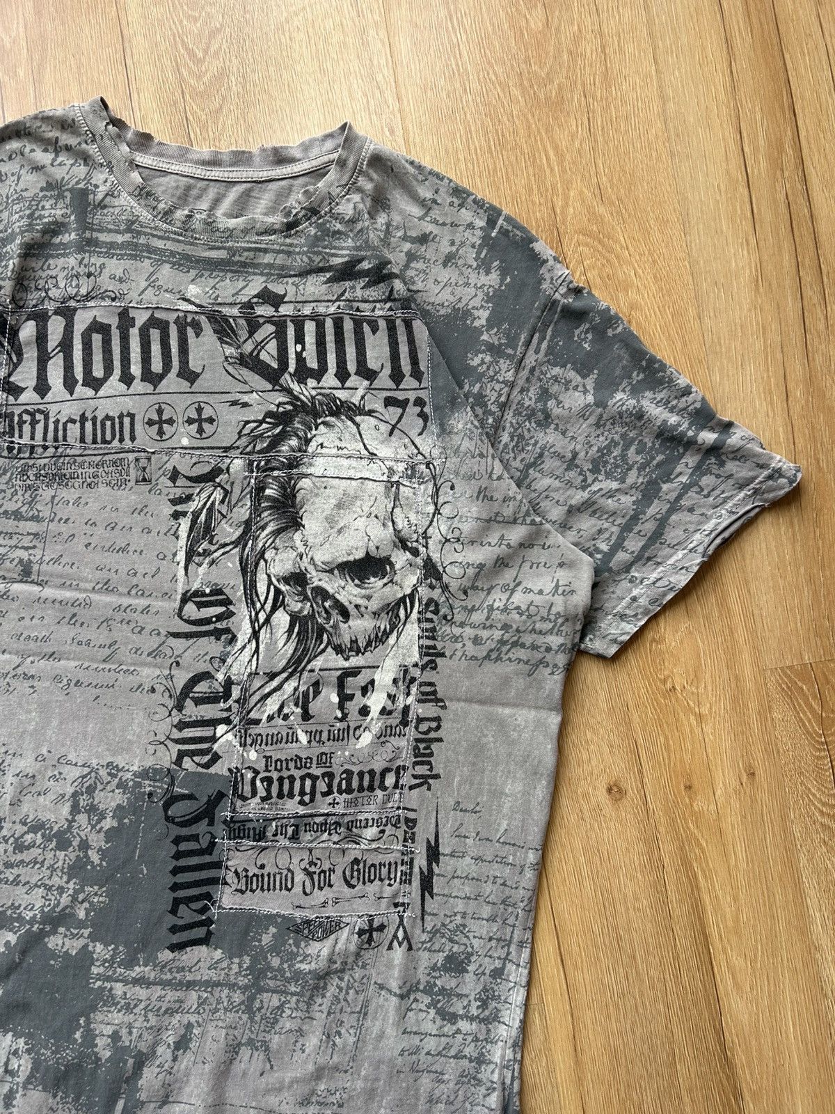 Affliction Vintage Y2K Cyber Affliction All Over Print Distressed Tee Size US XL / EU 56 / 4 - 3 Thumbnail