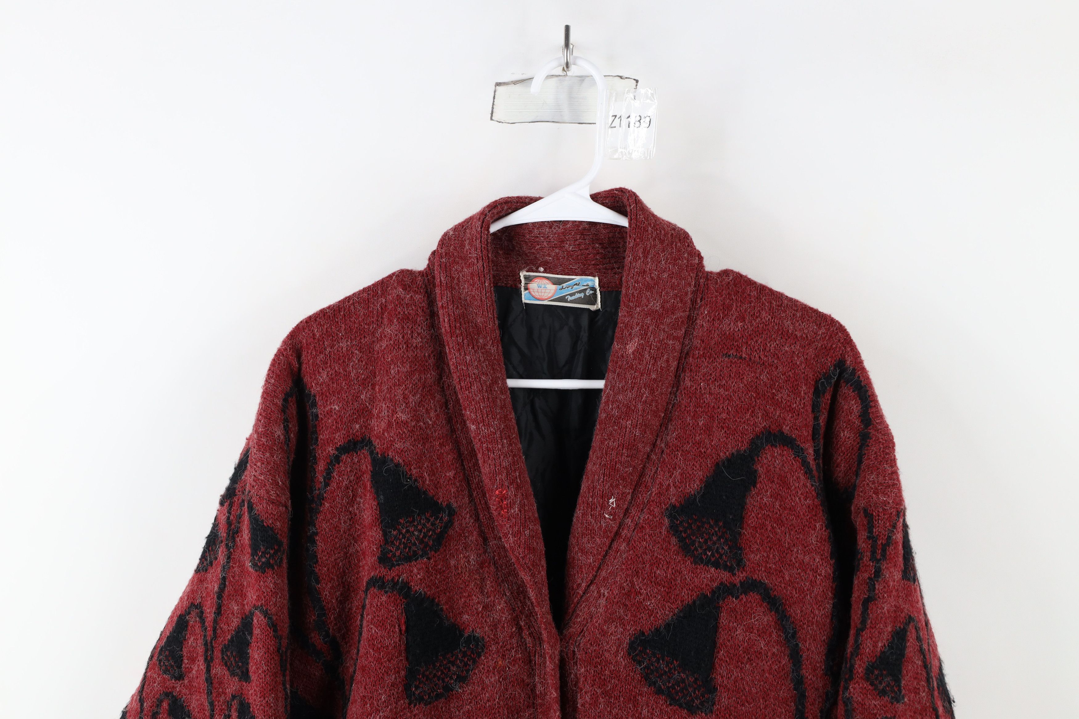Vintage Vintage 90s Streetwear Wool Knit Flower Shawl Sweater Jacket Size L / US 10 / IT 46 - 2 Thumbnail