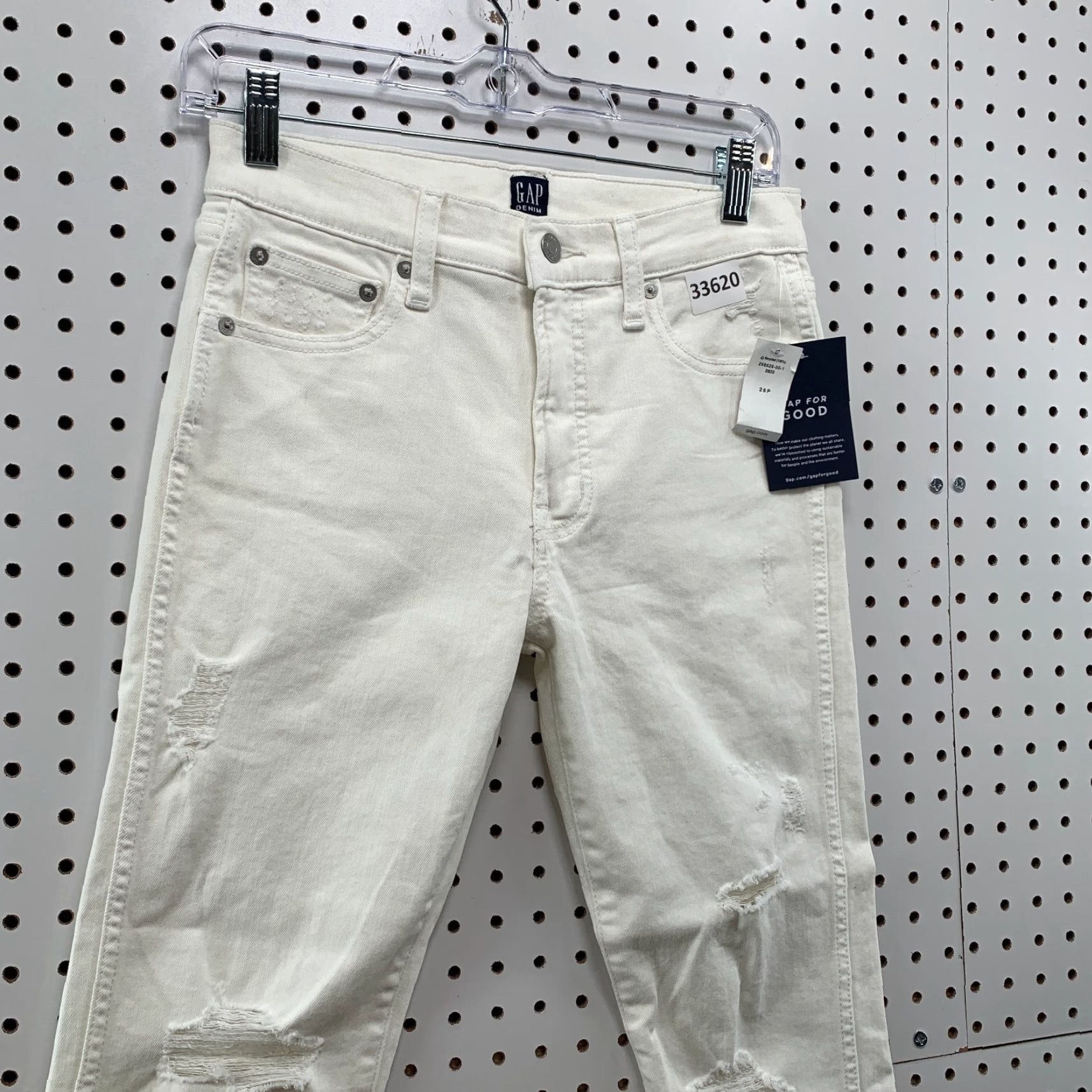 Gap GAP White Denim Jeans Womens Petite 26 Slim Straight Casual 26P NWT Size 26" / US 2 / IT 38 - 4 Thumbnail