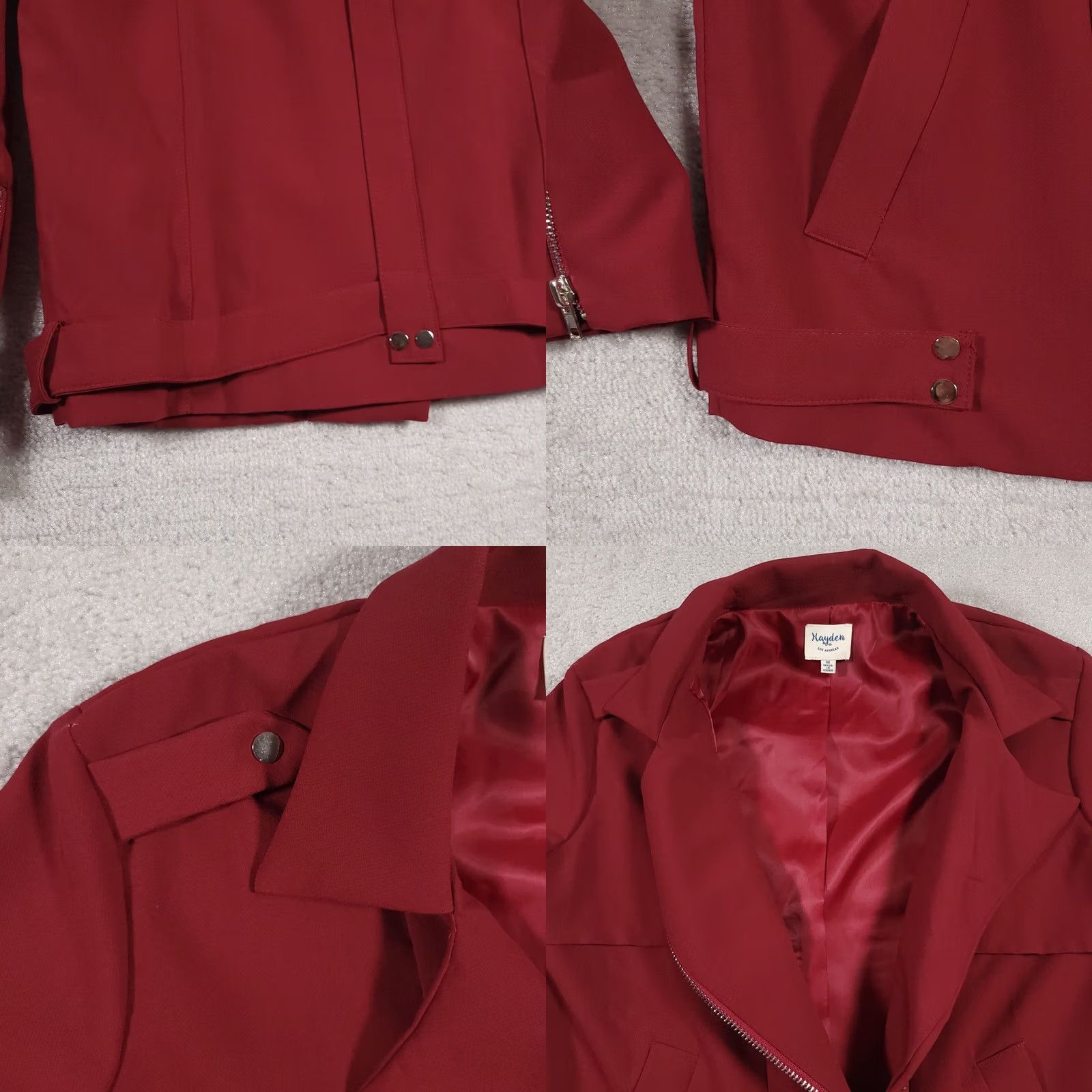 Vintage Hayden Los Angeles Coat Women's Medium Red Zip Collared Lined Outerwear Size M / US 6-8 / IT 42-44 - 8 Thumbnail