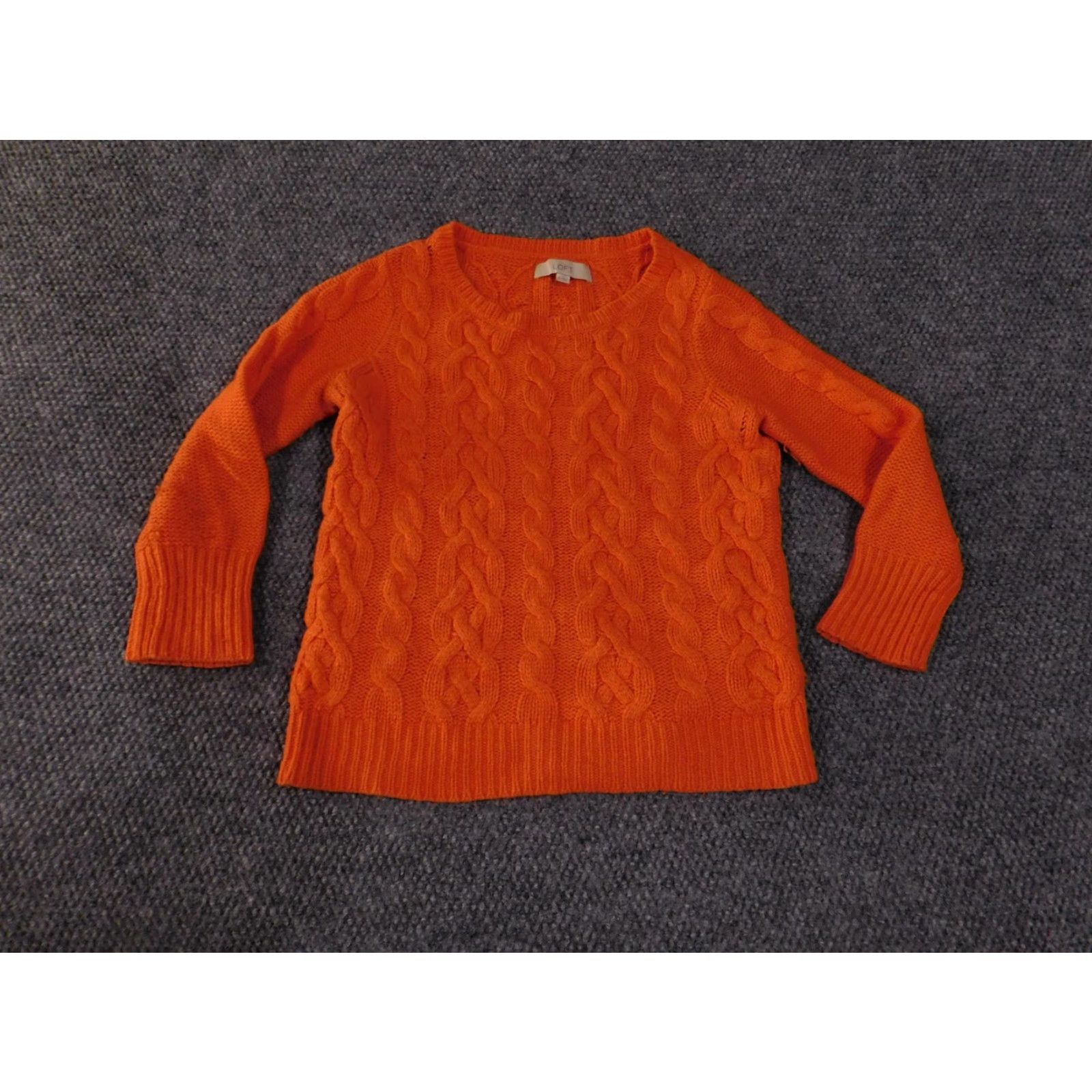 Loft LOFT Ann Taylor Cable Knit Sweater Womens XS Orange Wool Rabbit Hair Crewneck Pullover Size XS / US 0-2 / IT 36-38 - 2 Thumbnail