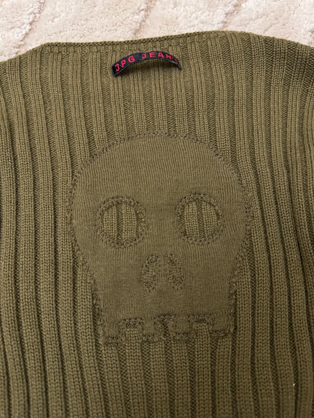 Jean Paul Gaultier 1990s Jean Paul Gaultier Skull Olive Sweater (S) Size US S / EU 44-46 / 1 - 7 Thumbnail