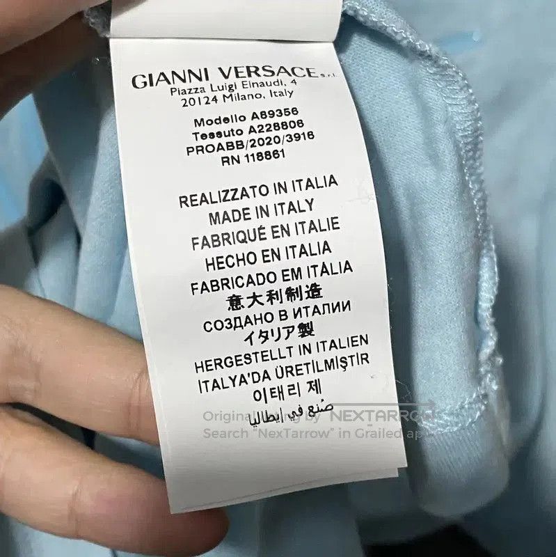 Versace Versace Light Blue Cotton T-Shirt for Men . Size US M / EU 48-50 / 2 - 5 Thumbnail