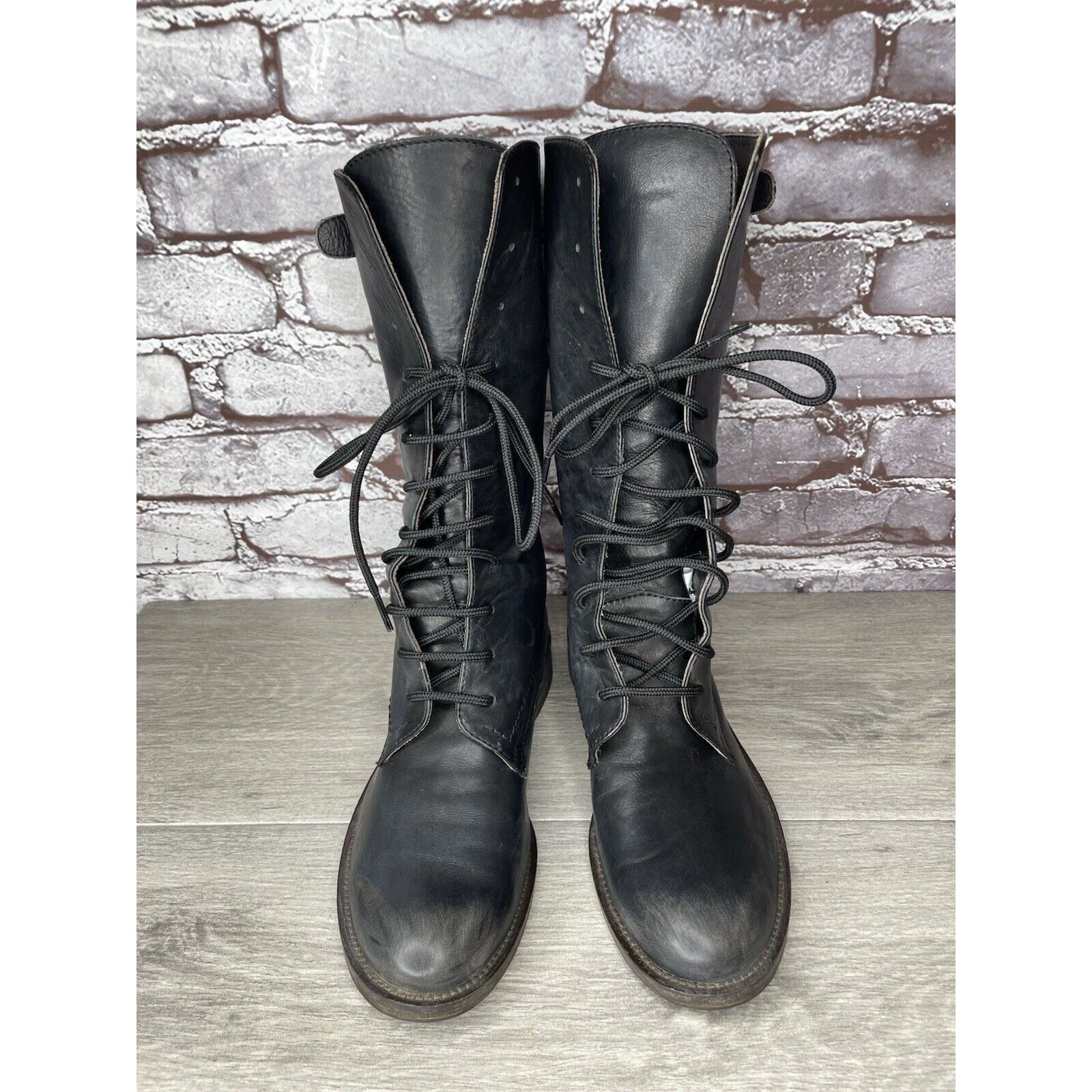 Madison Madison et cie blue Leather Combat Lace Up Buckle Boots Wome Size US 5.5 / IT 35.5 - 11 Thumbnail