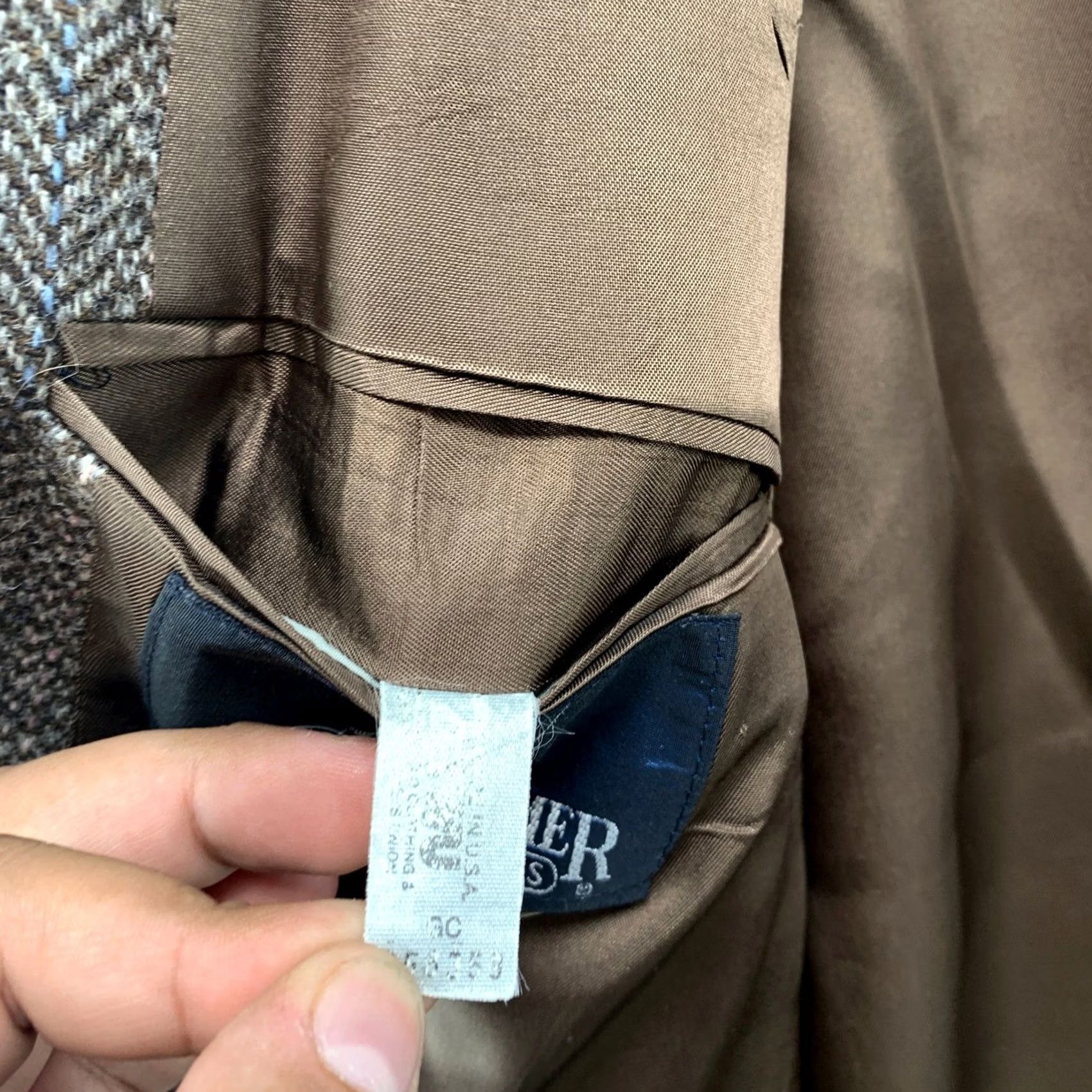 Vintage Vintage Kuppenheimer Blazer Sport Coat Mens Brown 80s Herringbone Wool 46R Size 46R - 4 Thumbnail