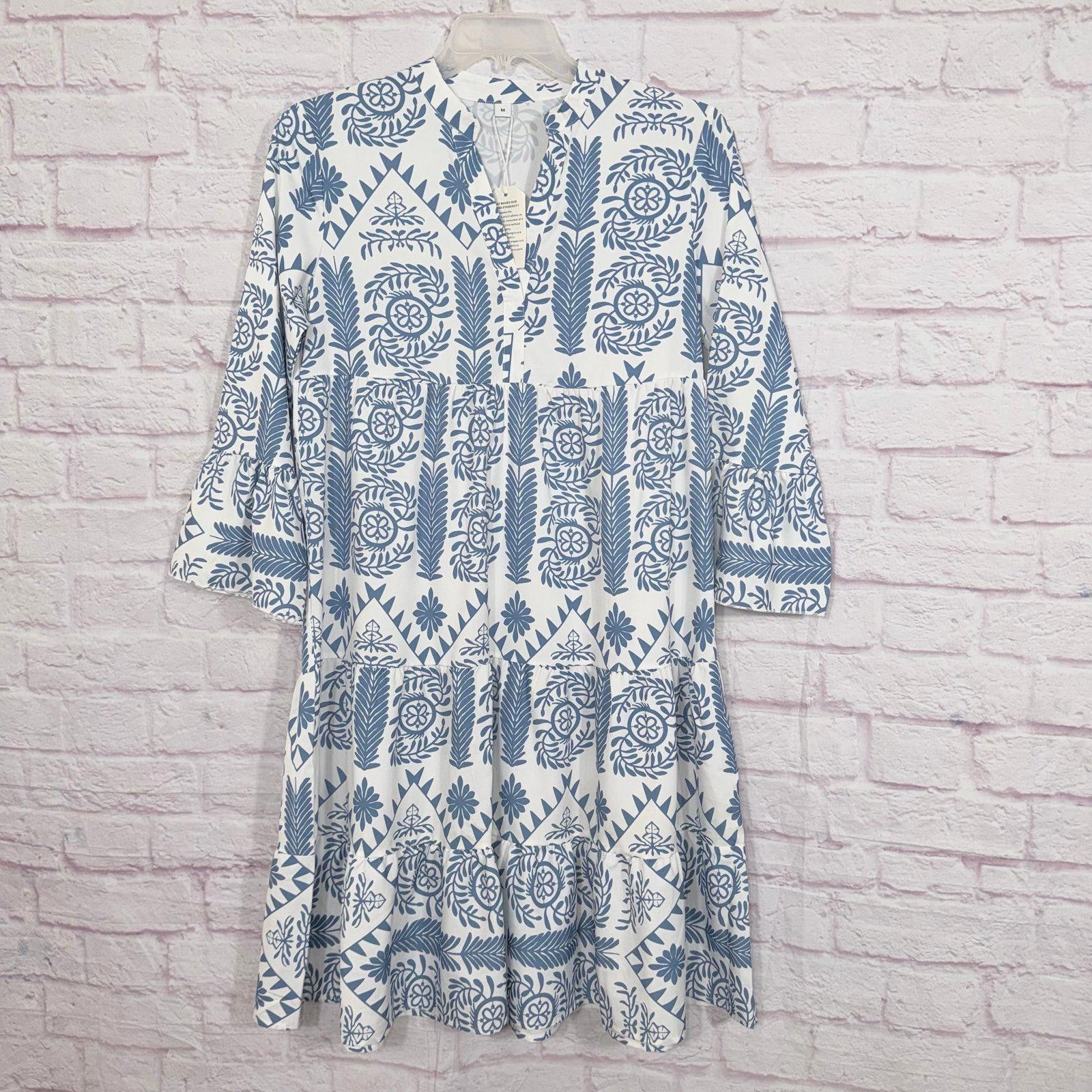 Other Blue and White Patterned Long Sleeve Dress Medium NWT Size M / US 6-8 / IT 42-44 - 1 Thumbnail