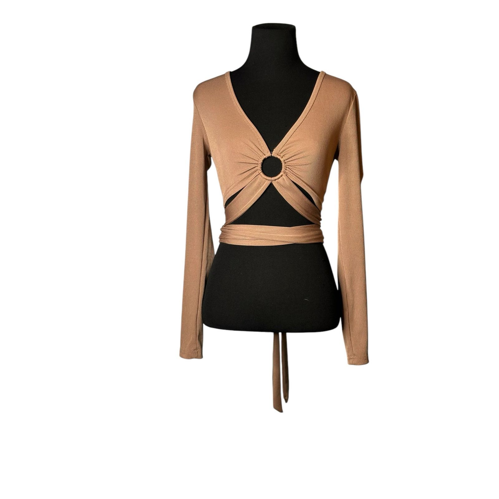 Shein Shein brown cut out ring long sleeves sexy top size XS Size XS / US 0-2 / IT 36-38 - 1 Thumbnail