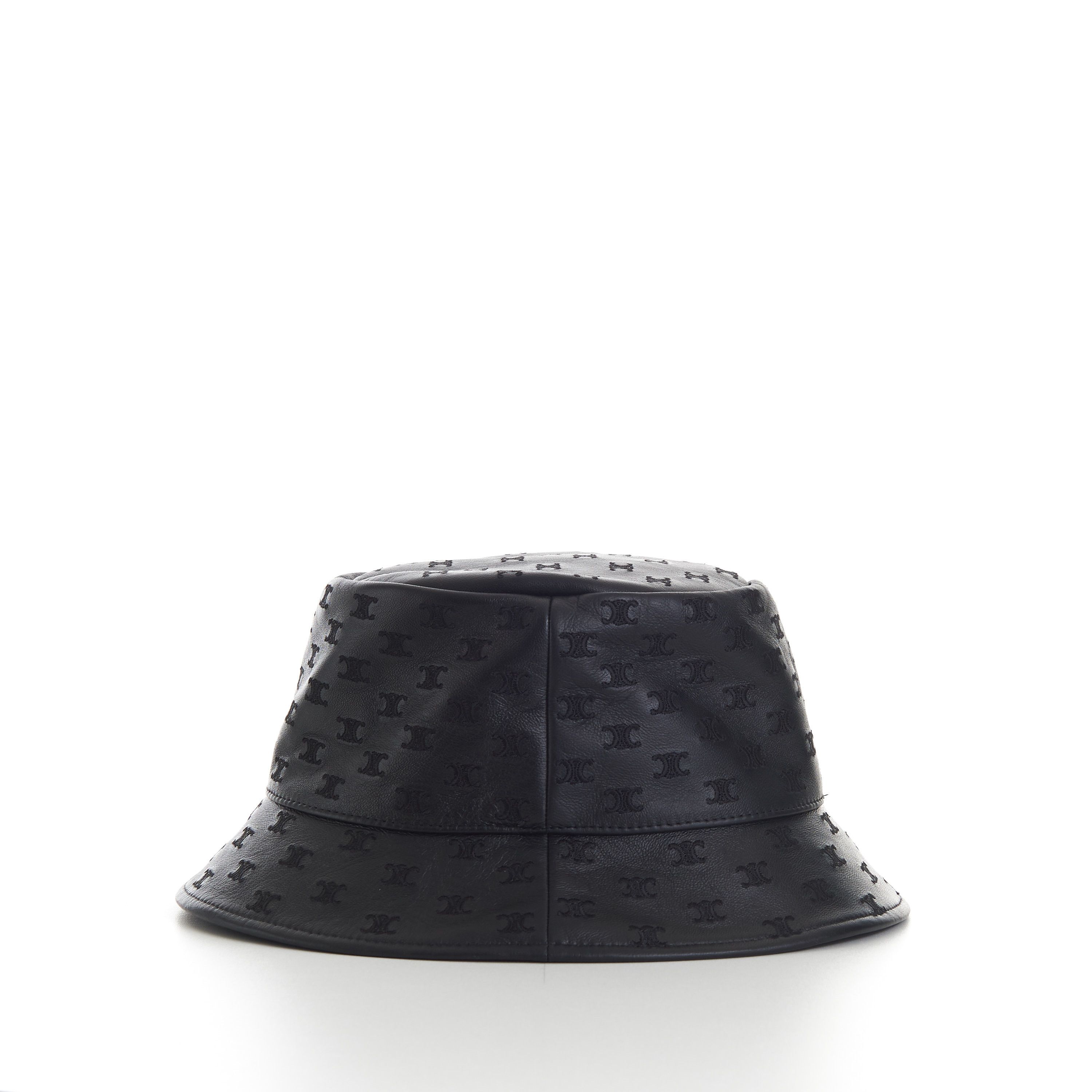 Celine Black Leather Bucket Hat - Mini Triomphe Embroidery Size ONE SIZE - 3 Thumbnail
