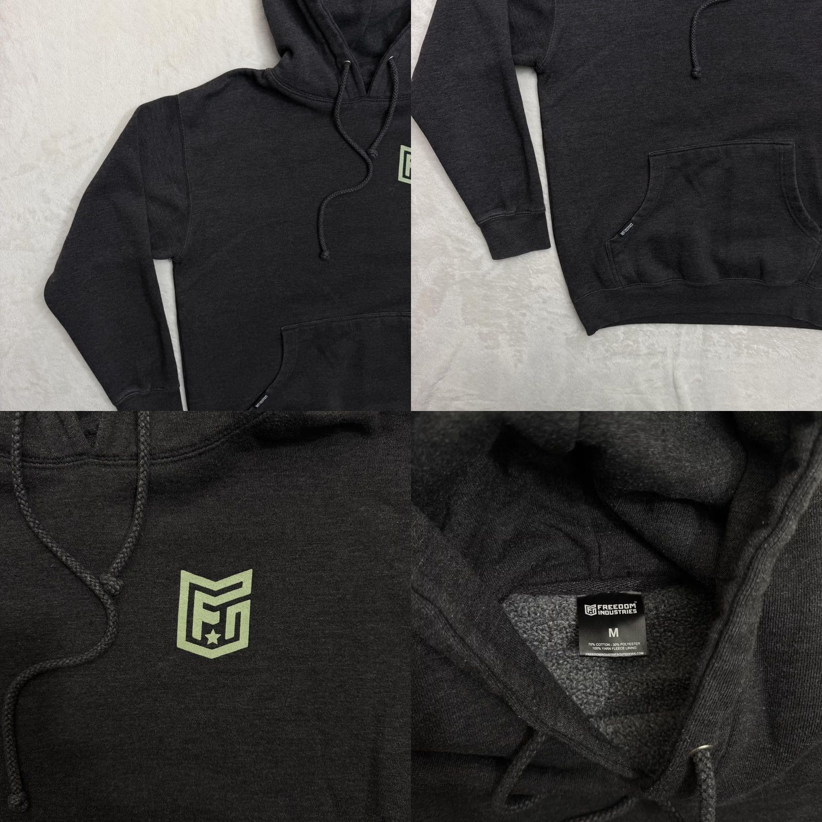 Industrie Freedom Industries Hoodie Mens M Gray Fleece Pullover Graphic Print Hooded Pockets Crew Neck Size US M / EU 48-50 / 2 - 9 Thumbnail