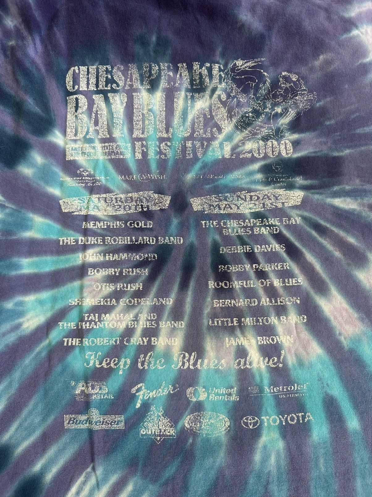Band Tees × Vintage Vintage Blues on the Bay 2000 Chesapeake Tie Dye Festival T Size US L / EU 52-54 / 3 - 4 Thumbnail