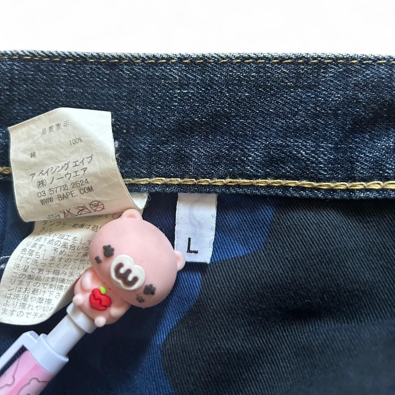 Bape × Vintage Bape Medium Wash Spellout Denim Shorts Size US 35 - 7 Thumbnail