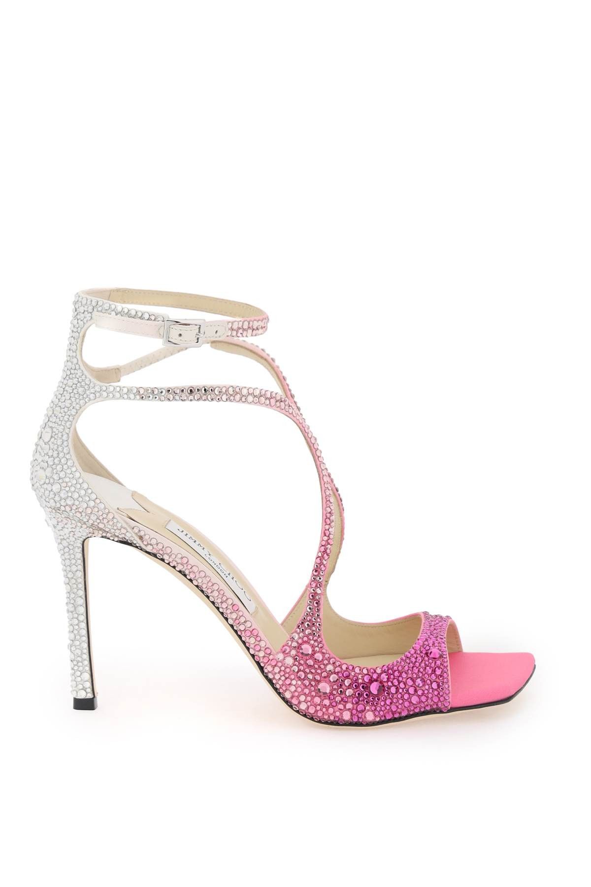 image of Jimmy Choo Azia 95 Pumps With Crystals Shoes in Candy Pink Crystal, Women's (Size 7)