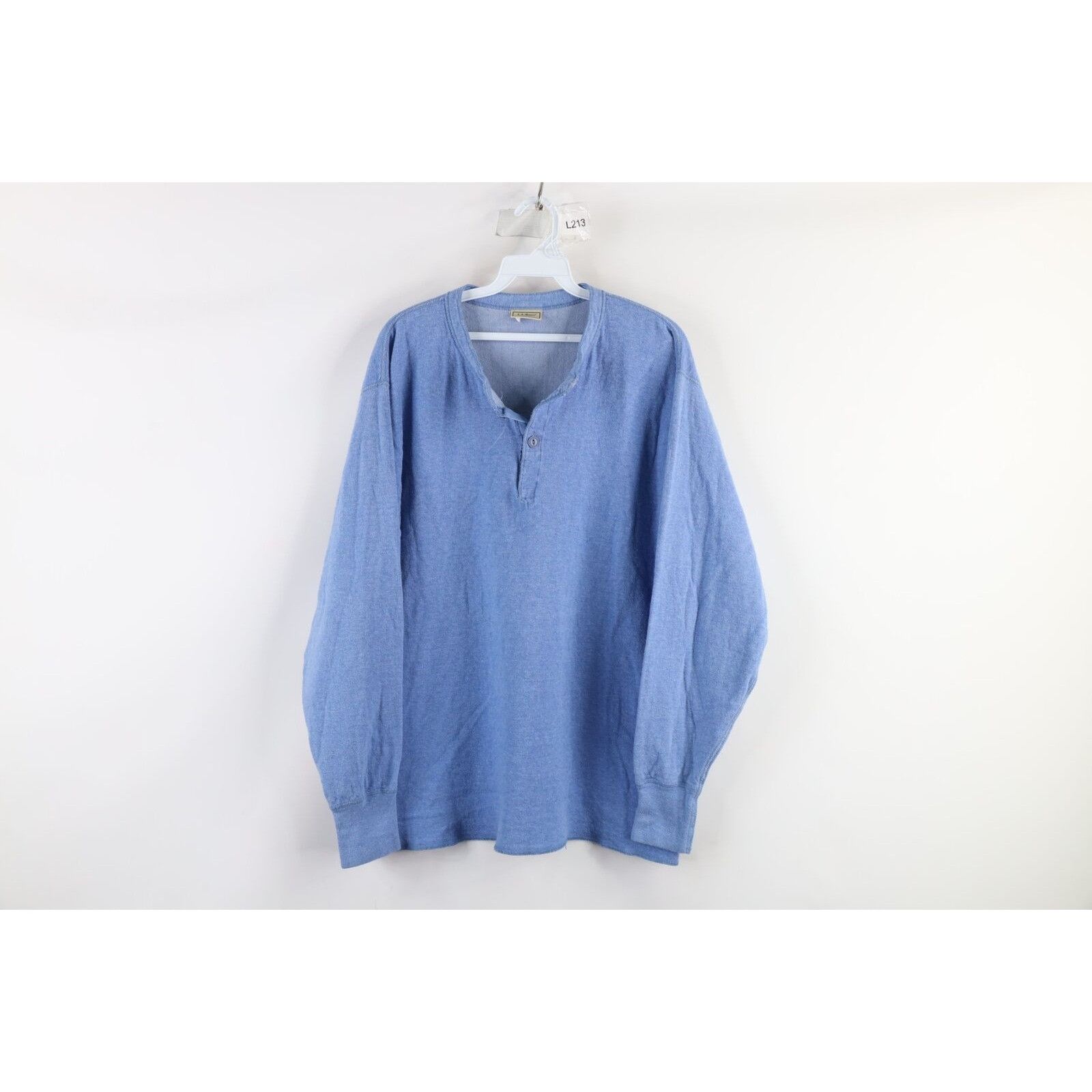 L.L. Bean × Vintage Vintage 90s LL Bean Rivers Driver Henley T-Shirt Blue USA Size US L / EU 52-54 / 3 - 1 Thumbnail