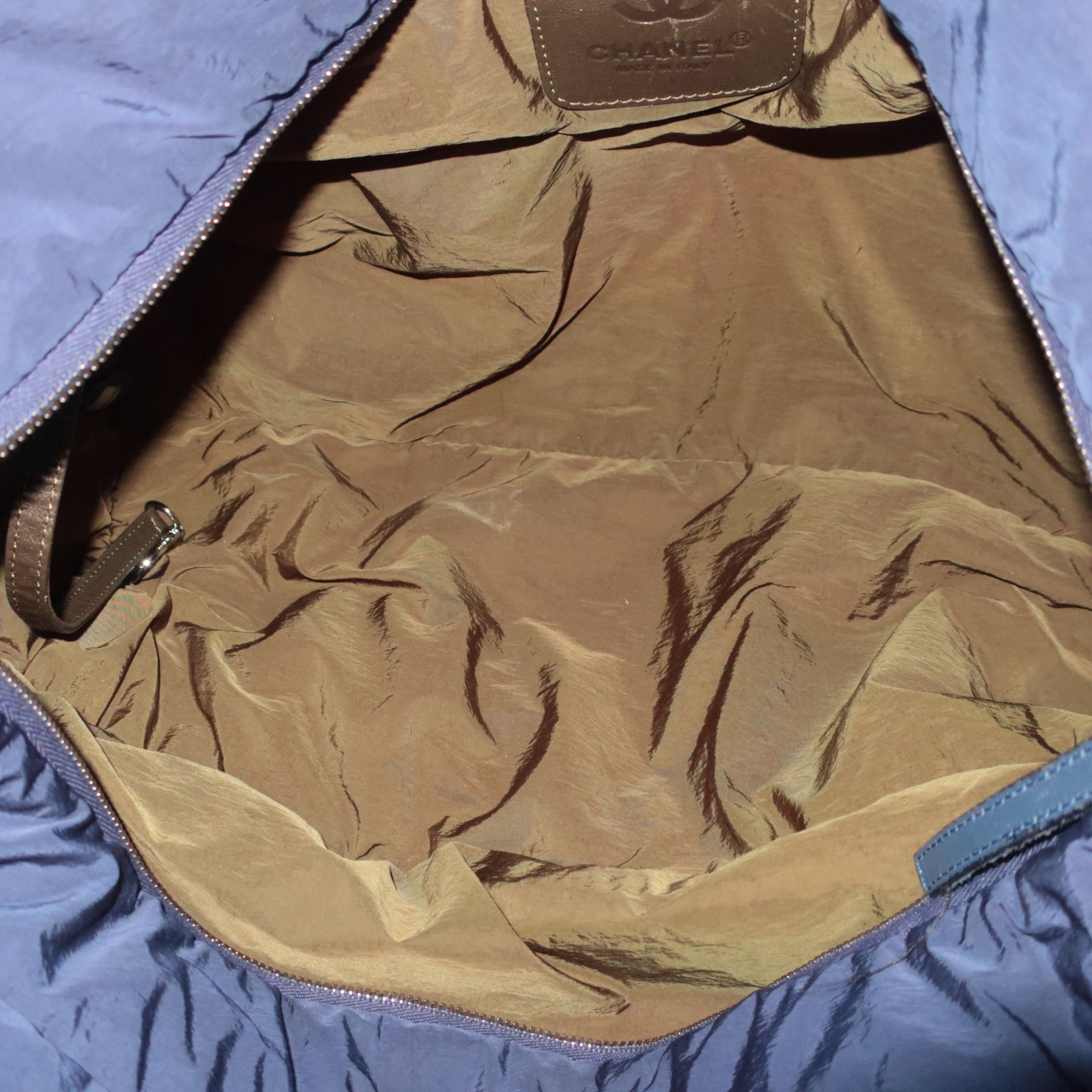 Chanel Blue Khaki Nylon Reversible Cocoon Tote