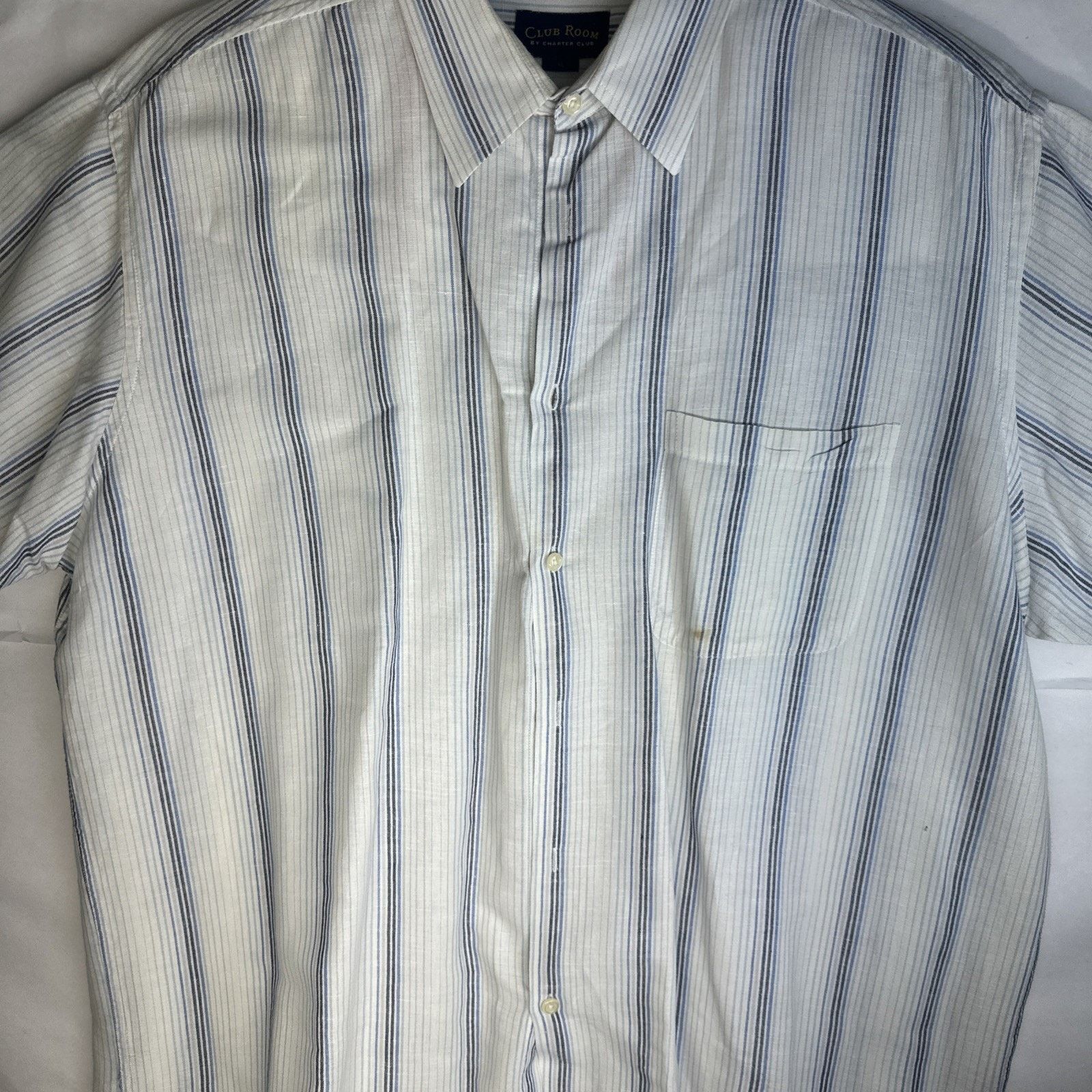 Club Room Club Room Men's Cotton Shirt, White and blue Striped Size XL Size US XL / EU 56 / 4 - 5 Thumbnail