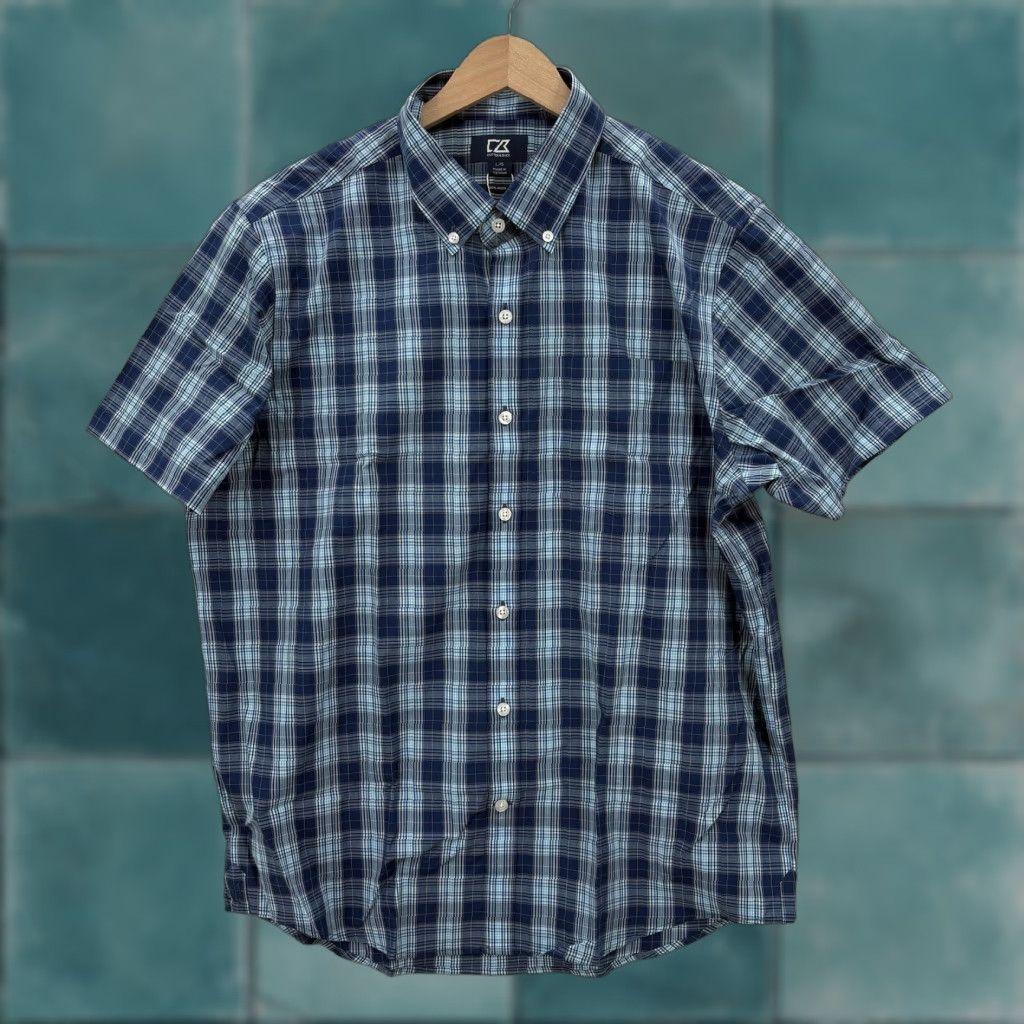 Cutter & Buck Cutter & Buck Shirt Mens L Blue Plaid Short Sleeve Button Front Non-Iron NWT Size US L / EU 52-54 / 3 - 1 Thumbnail