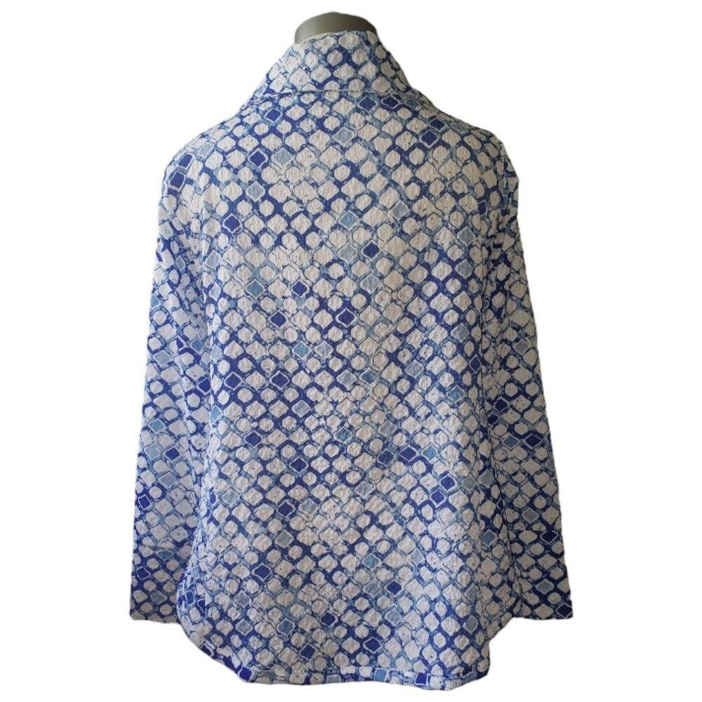 Designer CT1626 Ethyl Blue and White button Down Top M Size M / US 6-8 / IT 42-44 - 4 Thumbnail