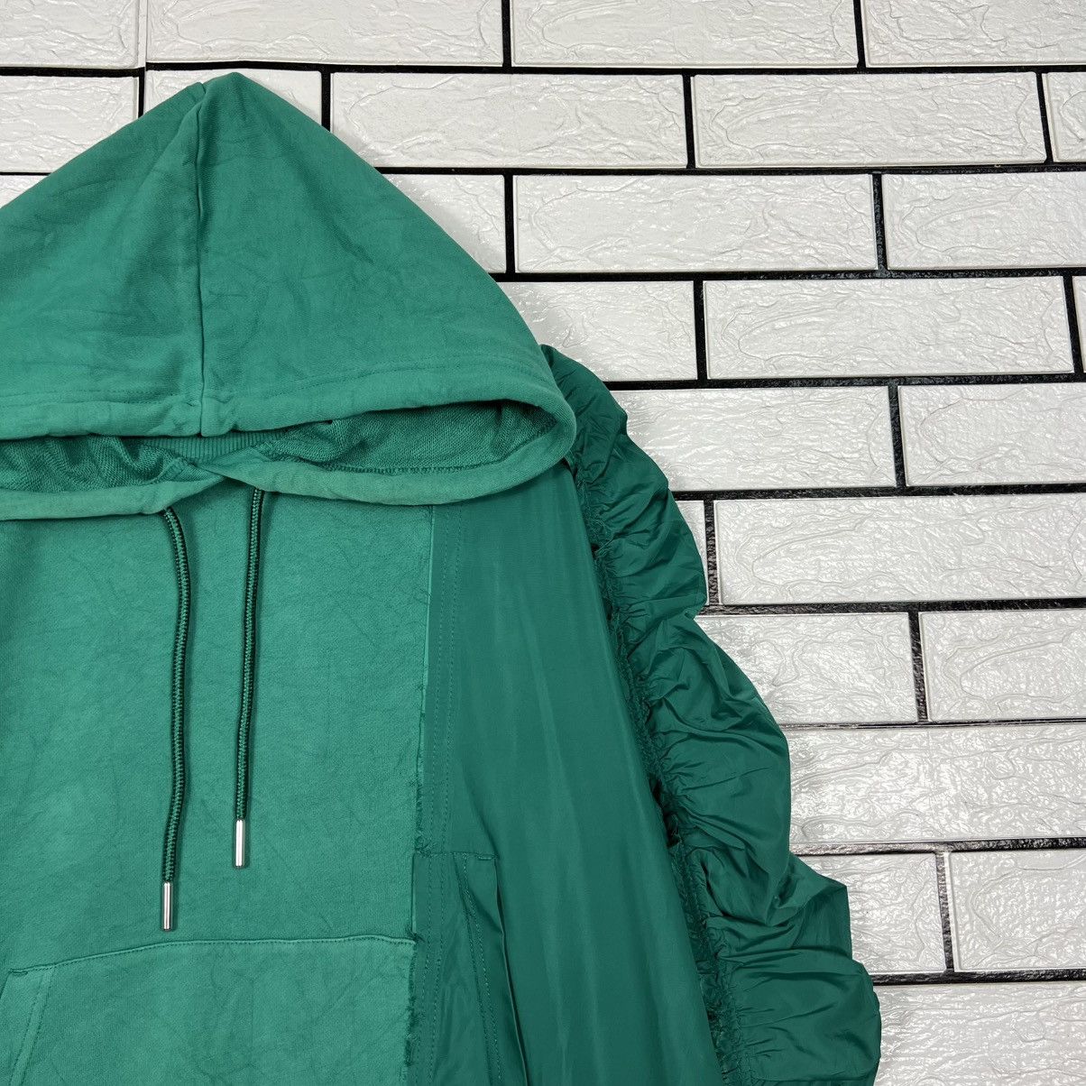 Diesel DIESEL Green Oversized Ruched Sleeve Hoodie #4260-C194 Size XS / US 0-2 / IT 36-38 - 4 Thumbnail