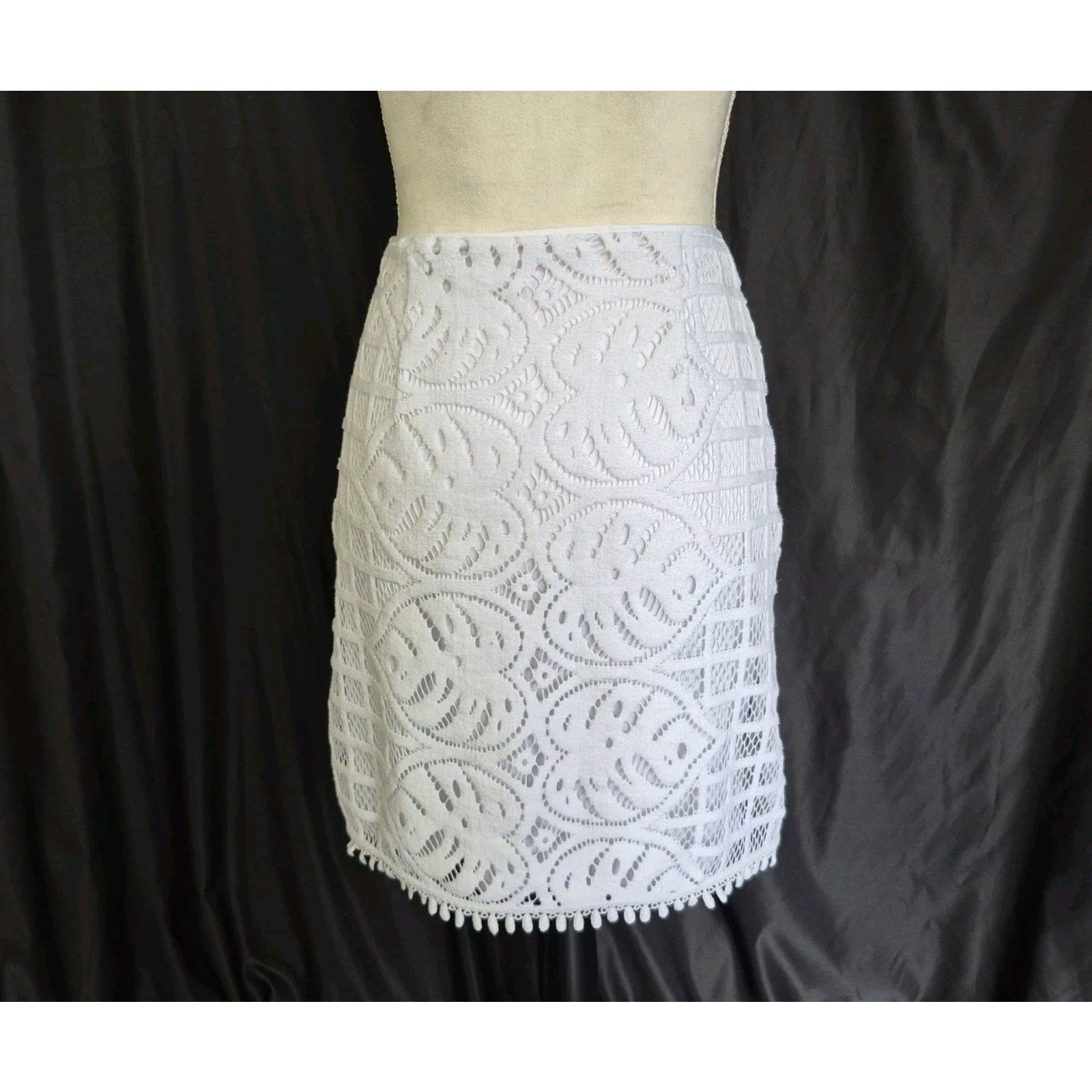 Lilly Pulitzer Lilly Pulitzer White Leafy Lace Pencil Side Zip-Up Skirt XS Size 25" / US 0 / IT 36 - 1 Thumbnail