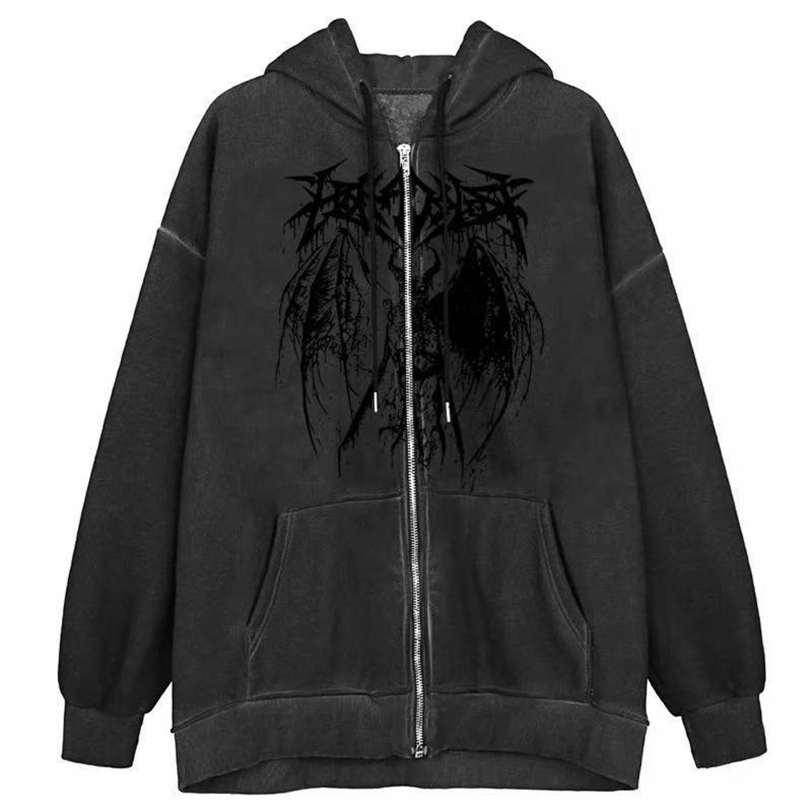 The Unbranded Brand Women's Hoodie Sweater Loose Zipper Cardigan Y2k Jacket Size US M / EU 48-50 / 2 - 6 Thumbnail