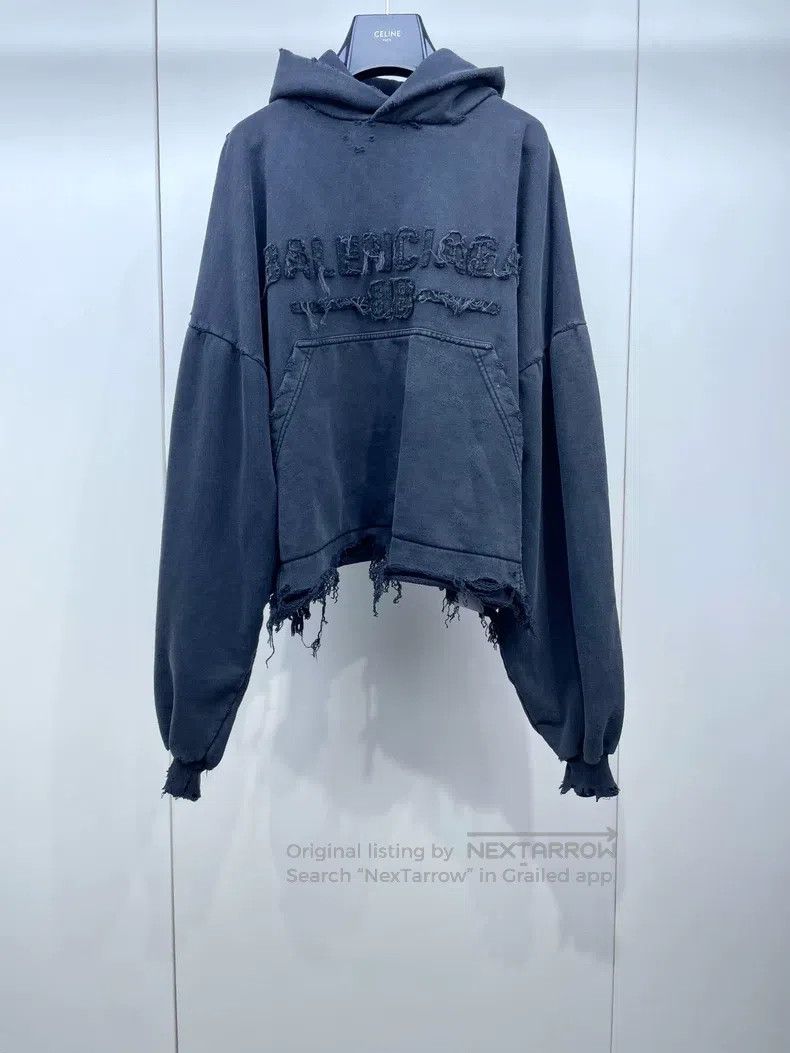 Balenciaga Balenciaga Ink Black Hooded Sweatshirt Size US S / EU 44-46 / 1 - 1 Thumbnail