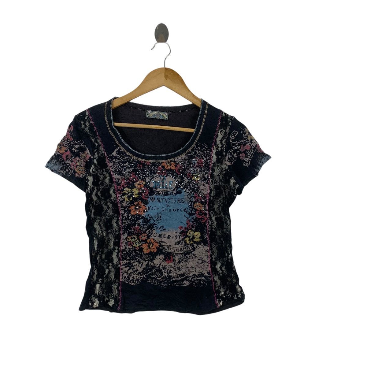 Vintage Vintage VANILLA SUGAR LA BELLE Rhinestone Bling Tee Shirt Size XXS / US 00 / IT 34 - 4 Thumbnail