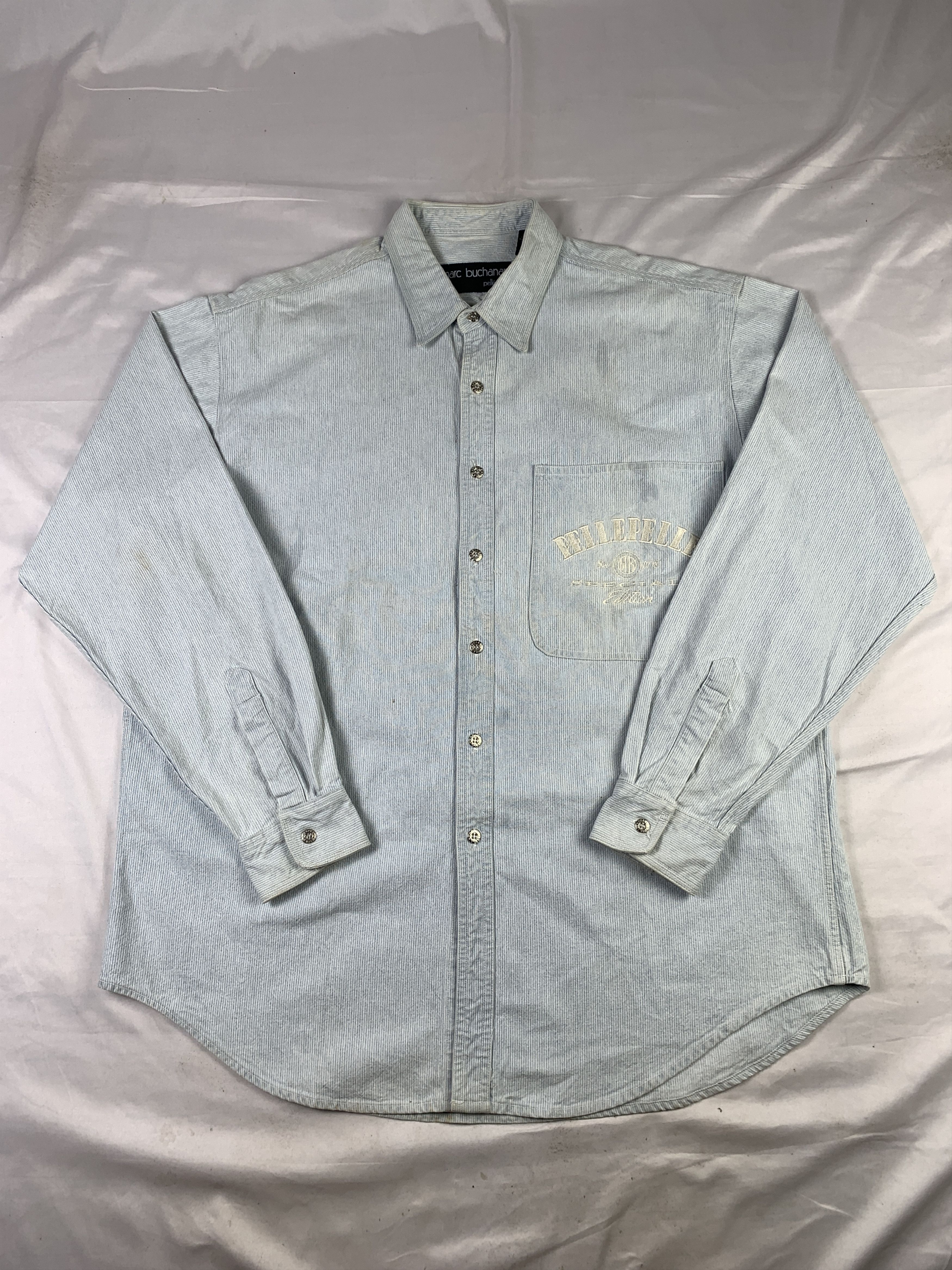 Marc Buchanan Pelle Pelle by Marc Buchanan Soft Blue Heavy Shirt (L) Size US L / EU 52-54 / 3 - 1 Thumbnail
