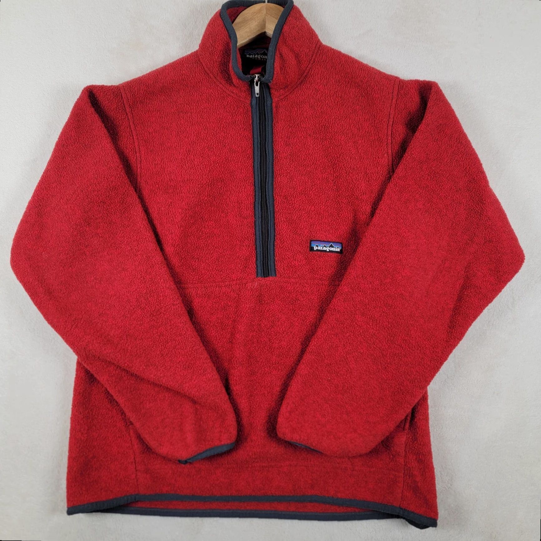 Patagonia VINTAGE Patagonia Synchilla Marsupial Pullover 1/4 Zip Red Blue Mens S Jacket Size S / US 4 / IT 40 - 2 Thumbnail