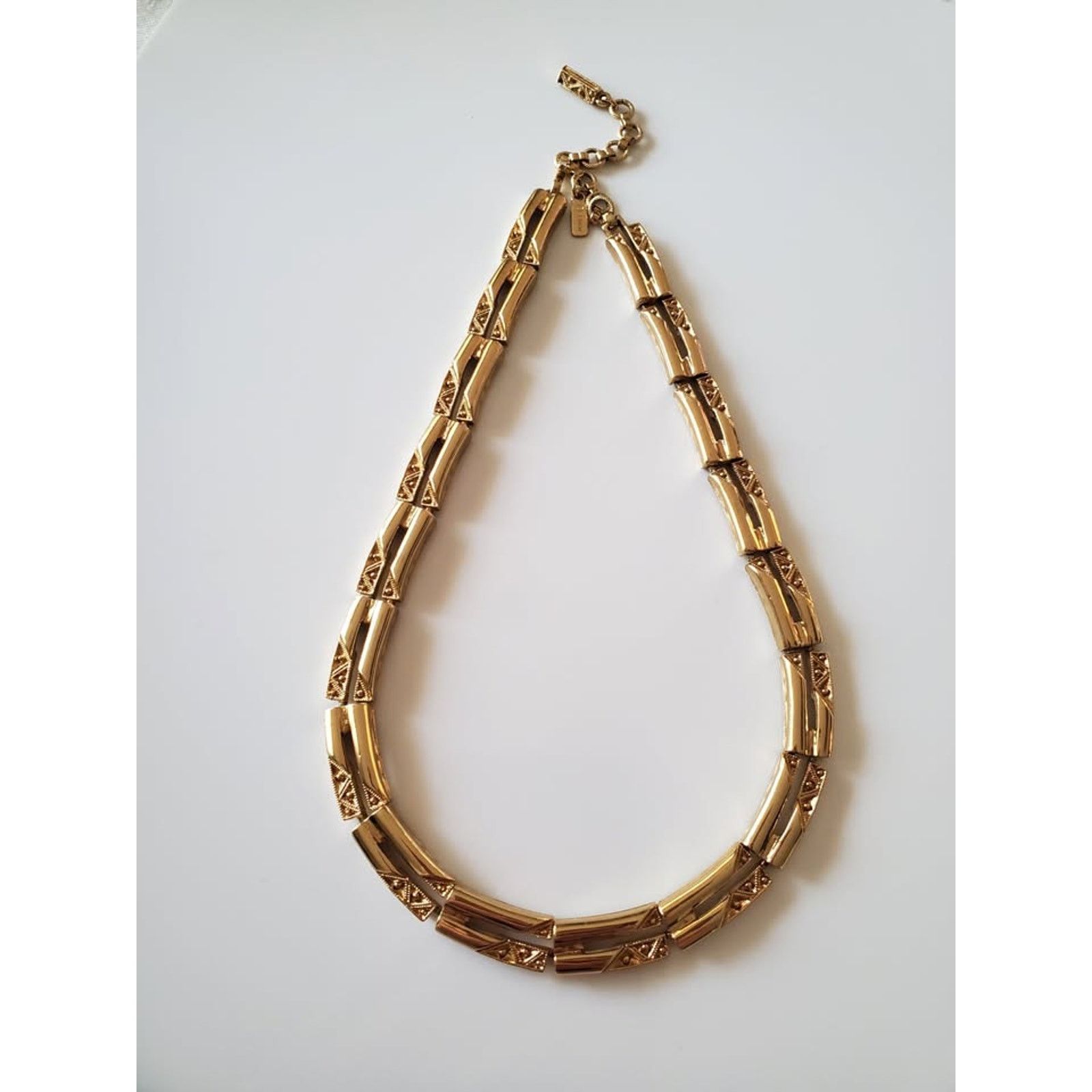 Monet Vintage Monet Gold Tone Long Rectangle Link Choker Necklace Size ONE SIZE - 1 Thumbnail