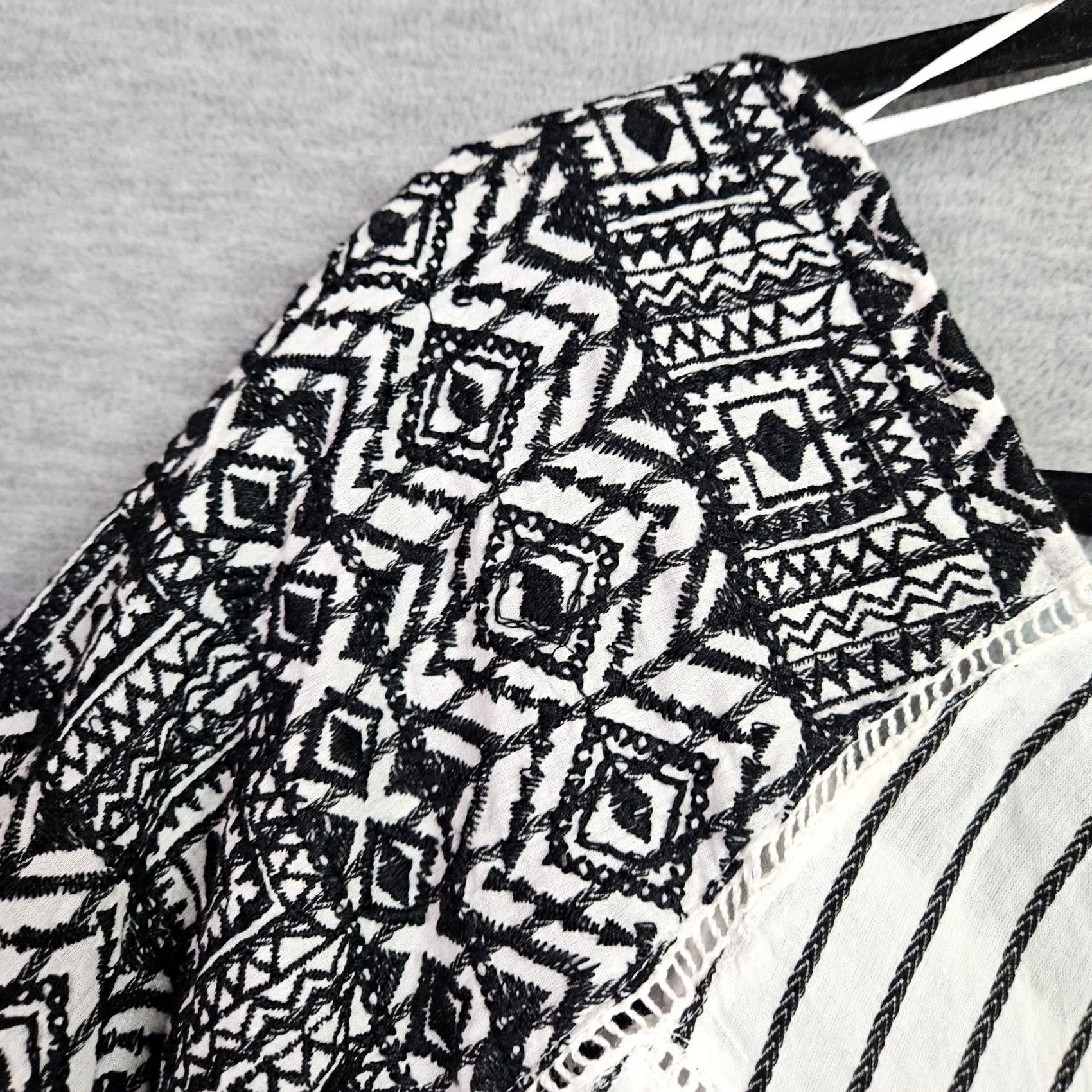 Free People Free People Lola Black White Stripes Boho Dress Sz S Embroidered Bell Sleeve NEW Size S / US 4 / IT 40 - 7 Thumbnail