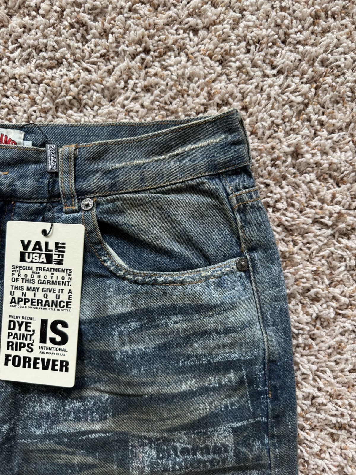 Vale Vale Forever Blue Denim Glitch Jeans Distressed Valley Size US 30 / EU 46 - 8 Thumbnail
