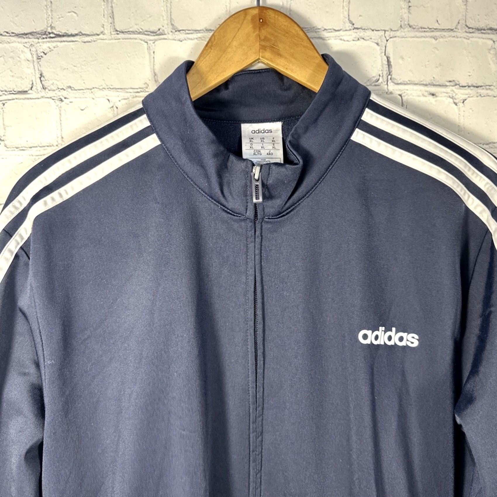 Adidas Adidas Track Jacket Full Zip Mens XL Athletic Navy Blue White Size US XL / EU 56 / 4 - 2 Thumbnail