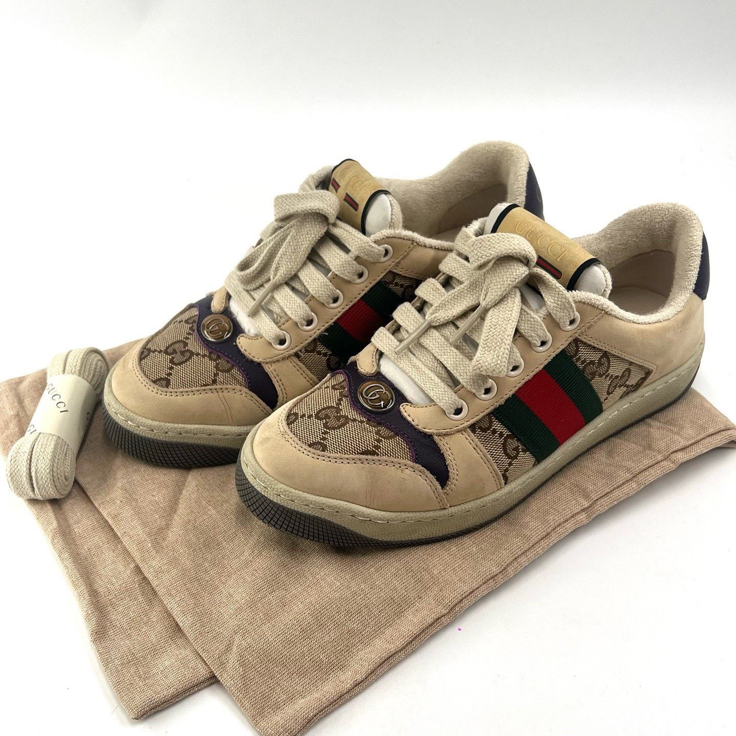 Gucci Gucci GG Enamel Ebony Purple Tail Sneakers Size US 4.5 / IT 34.5 - 1 Thumbnail