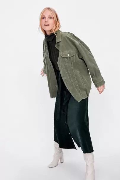 Zara BINDING Zara Corduroy Green Jacket Oversized Style Size US M / EU 48-50 / 2 - 1 Thumbnail