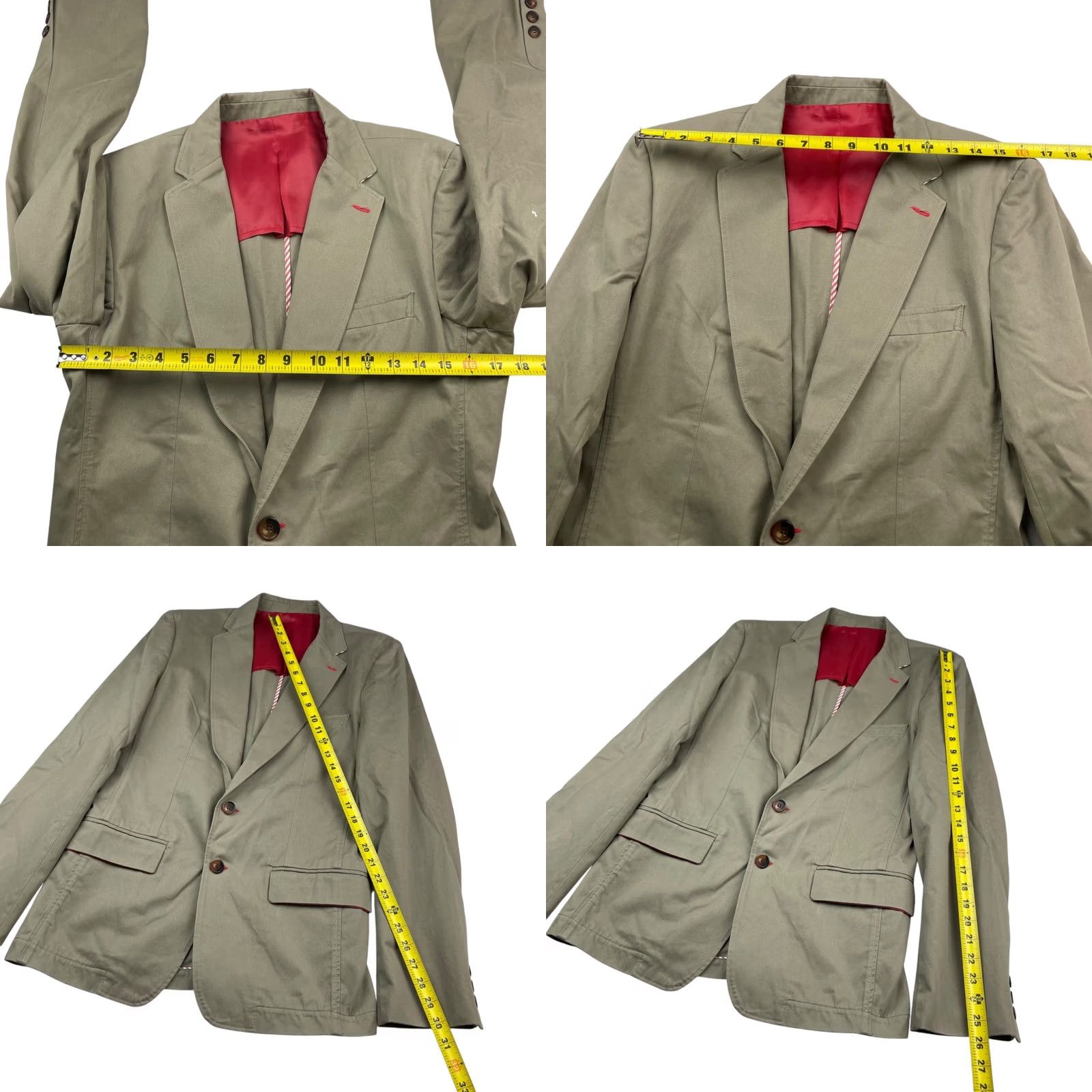 Vintage El Ganso Men's Blazer Khaki/Tan 36S 100% Cotton Two-Button Size 36R - 8 Thumbnail