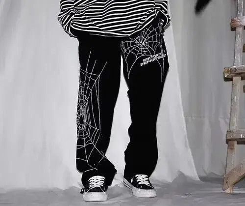 Spider Embroidery Baggy Harem Pants Streetwear